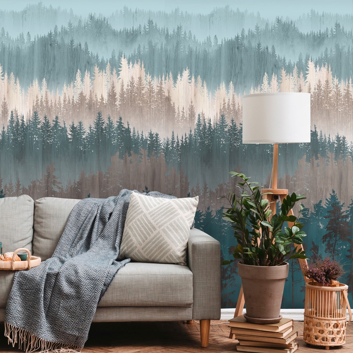 living walls Fototapete »Metropolitan Stories. Travel Styles. Waldtapete« gemustert | matt | neutral glatt Fototapete Landschaft Horizonz Tapeten Wohnzimmer Schlafzimmer Küche