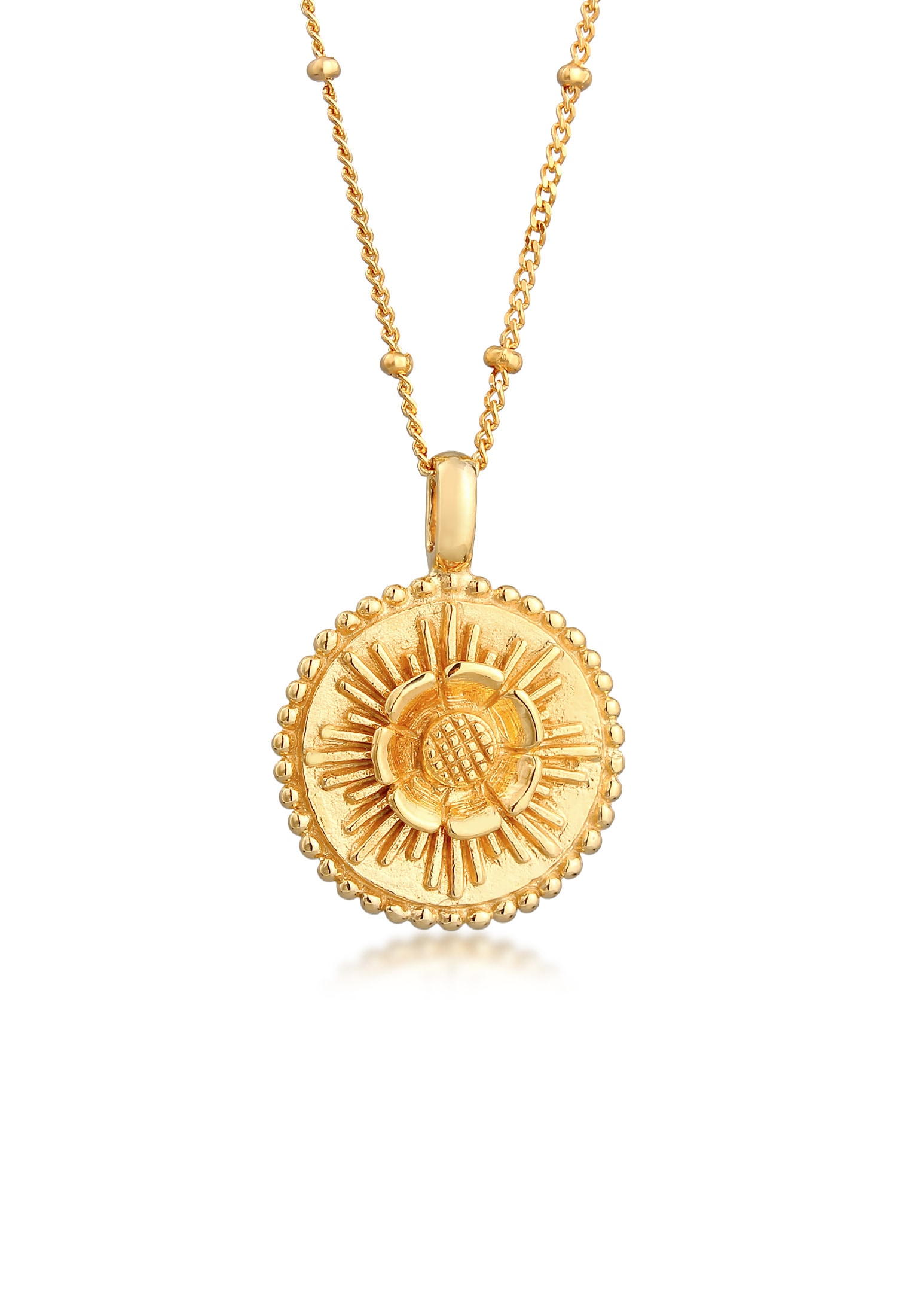 Elli Kette mit Anhänger »Halskette Lotusblüte Blume Disc Münze 925 Silber«