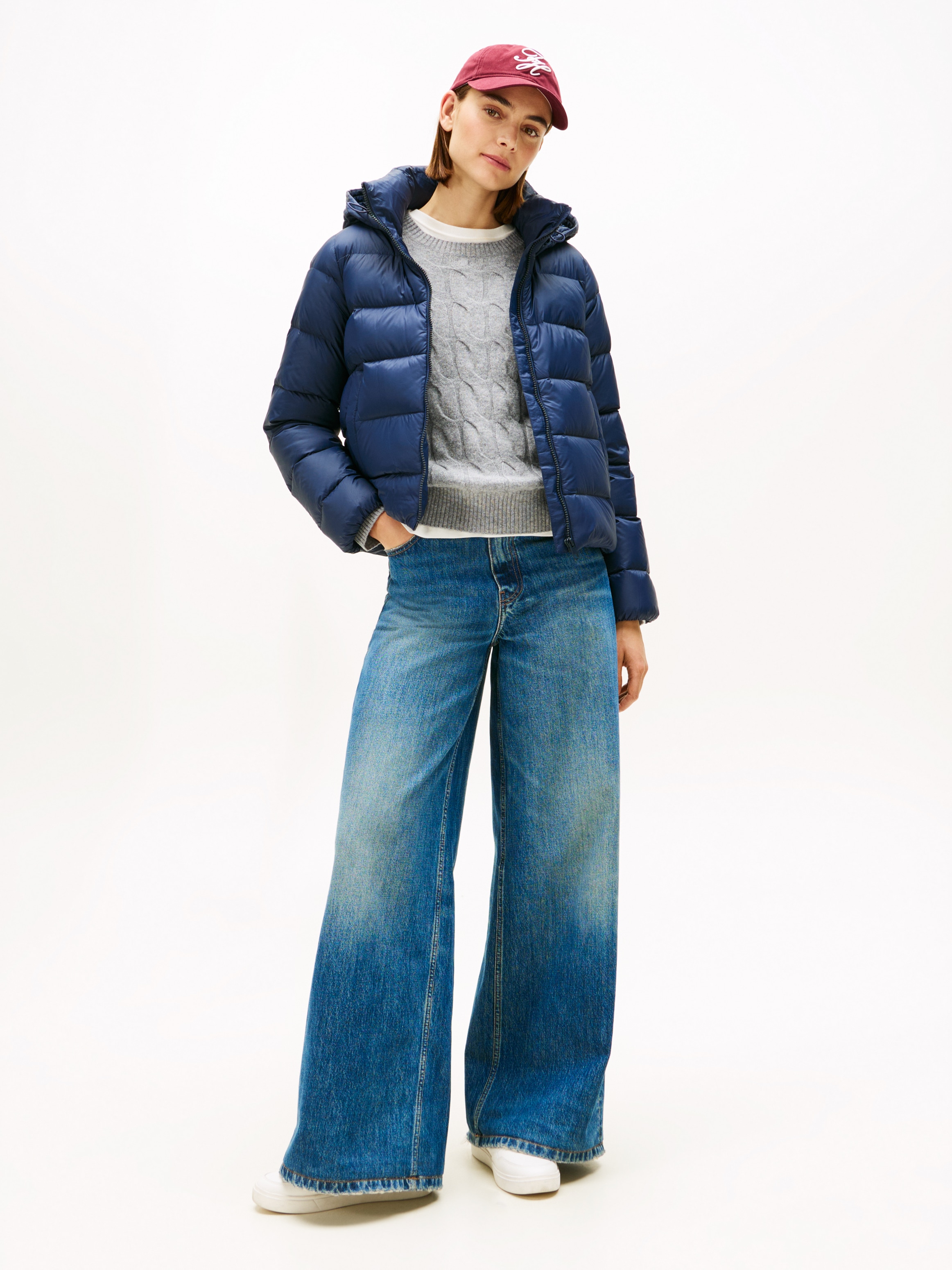 Tommy Hilfiger Steppjacke »LW DOWN CASUAL JACKET« mit Kapuze mit Logoprägung