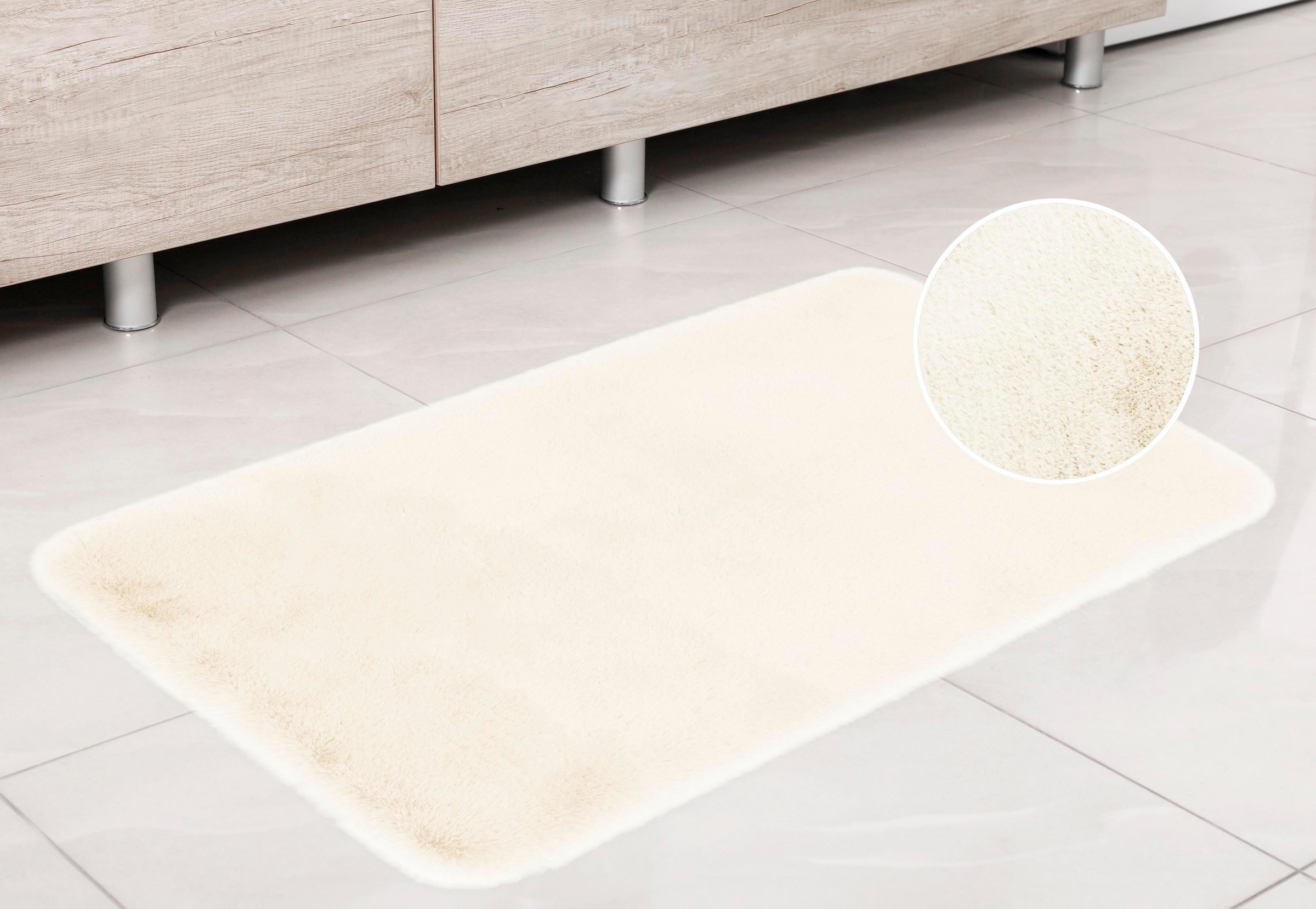 my home Badematte »Rabbit Badematten, Badvorleger, Badezimmer Teppich«, rutschhemmend beschichtet, strapazierfähig-fußbodenheizungsgeeignet-schnell trocknend, Kaninchenfell-Haptik, Badteppich, rechteckig, rund & als 3-tlg. Set