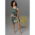Aniston CASUAL Sommerkleid, Tropical-Print mit Papageien, Blumen und Blättern