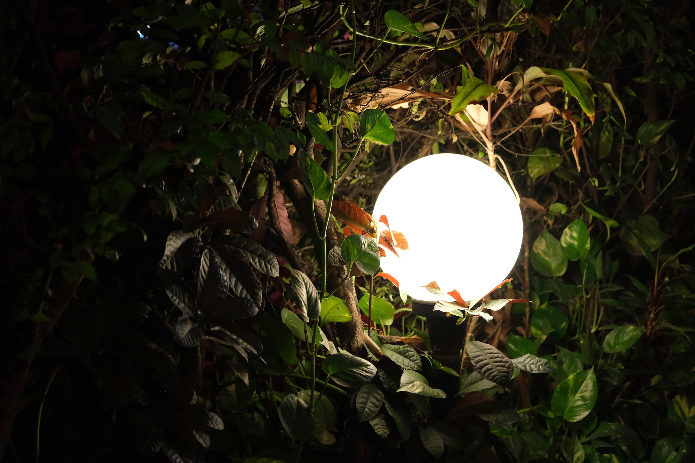 näve Kugelleuchte »Ball« E27 1 Stk. Kunststoff, weiß/opal, D: 30cm, Spieß schwarz, exkl. 1 x E27 max. 40W