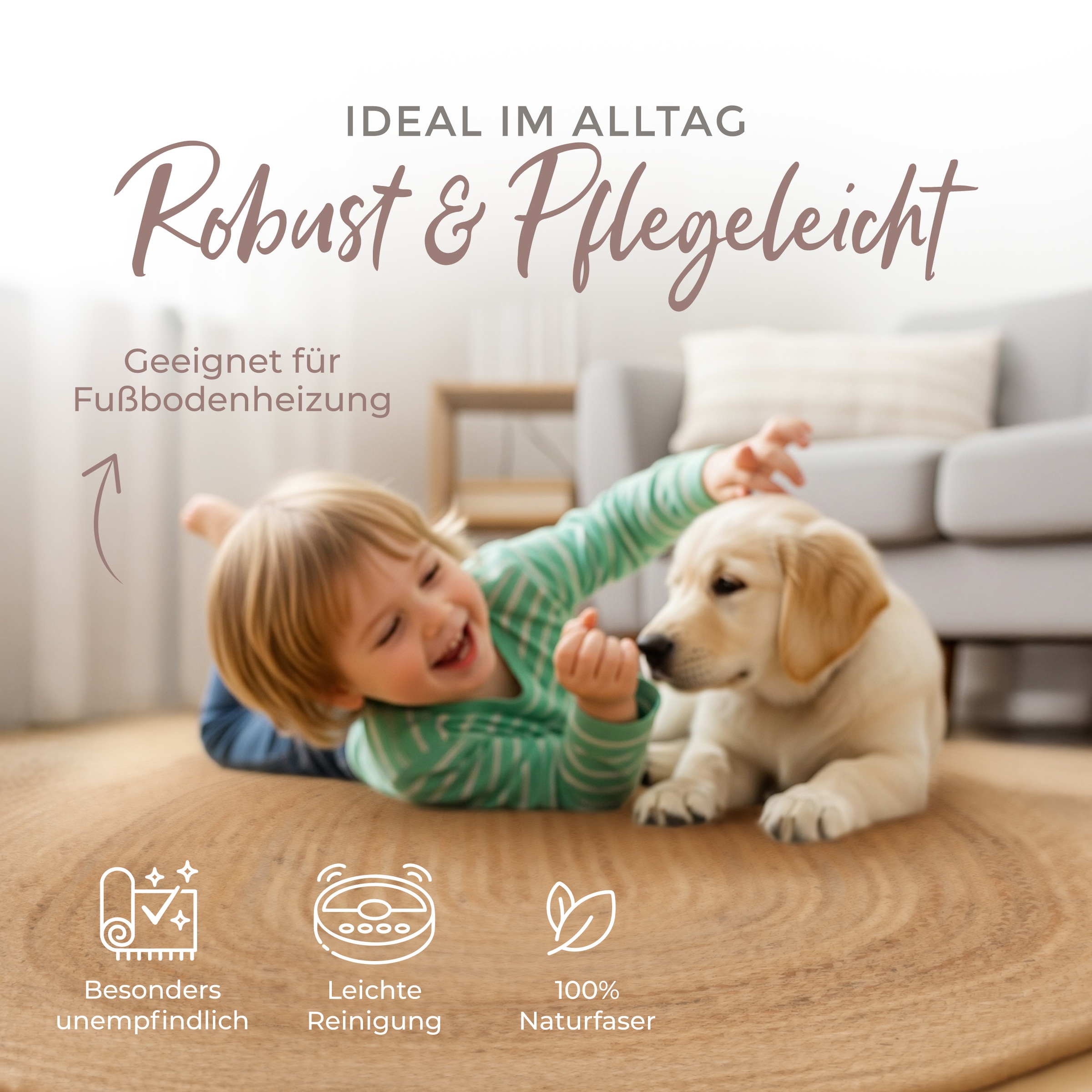 carpetfine Teppich »Nele Juteteppich Naturfaser«, rund, 6 mm Höhe, geflochtener Wendeteppich aus 100%Jute, in rund und oval, viele Größen