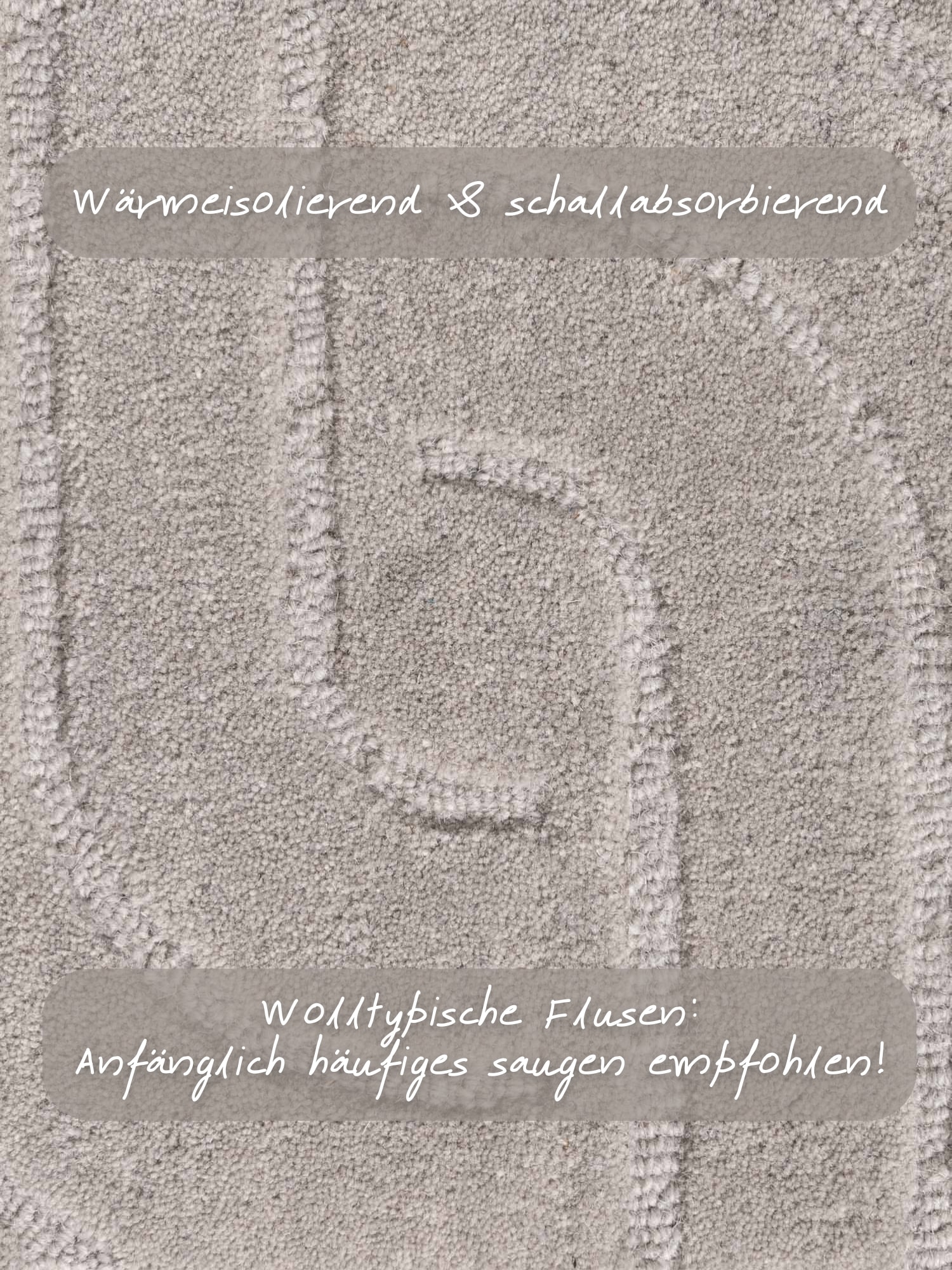 vikosa Wollteppich »Arcura« rechteckig 15 mm Höhe Wolle Handgemacht, Hoch-Tief-Effekt, Geometrisches Linien Wellendesign