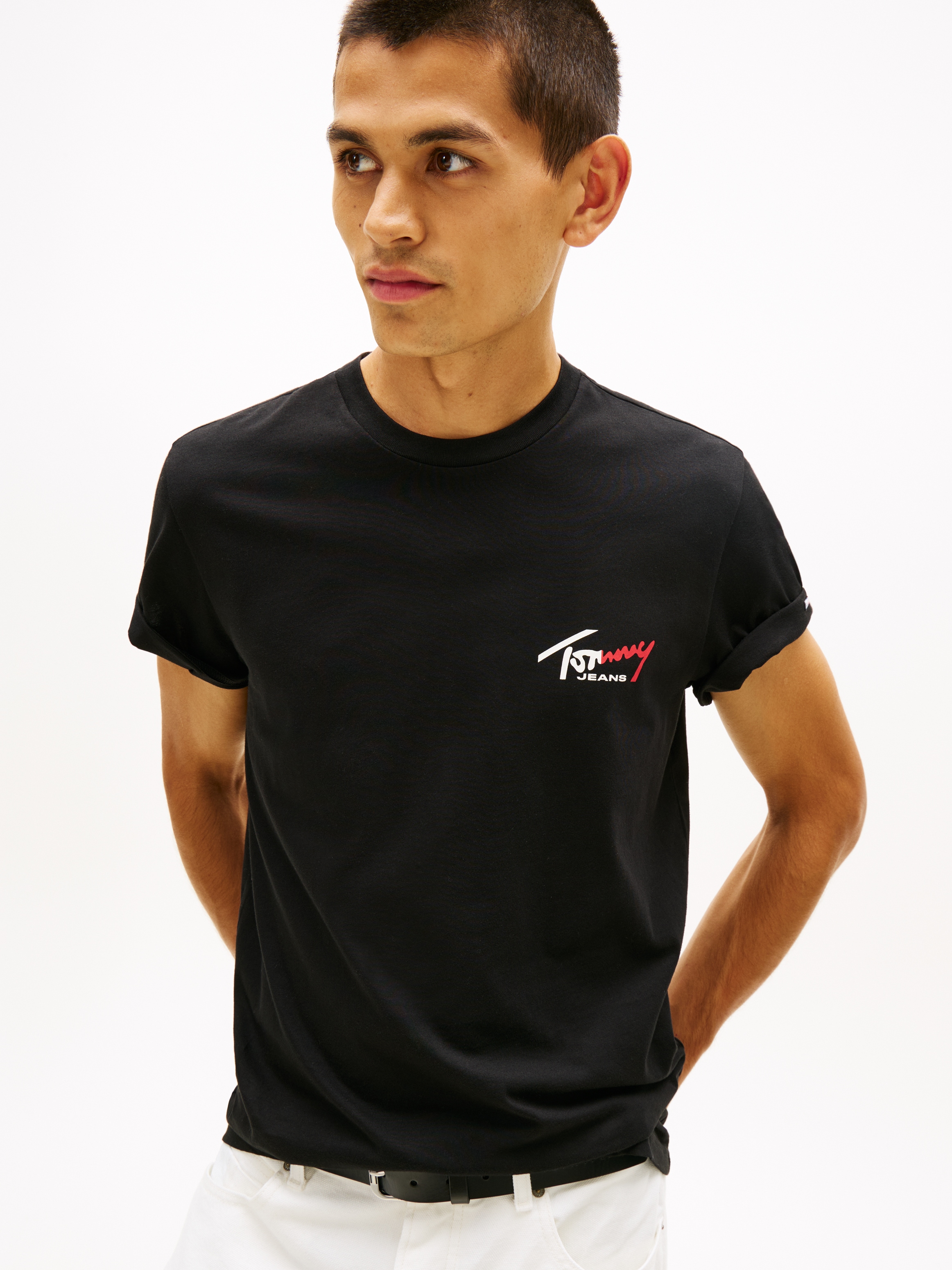 Tommy Jeans T-Shirt »TJM SLIM FIT SIGN CHEST« mit Markenprint