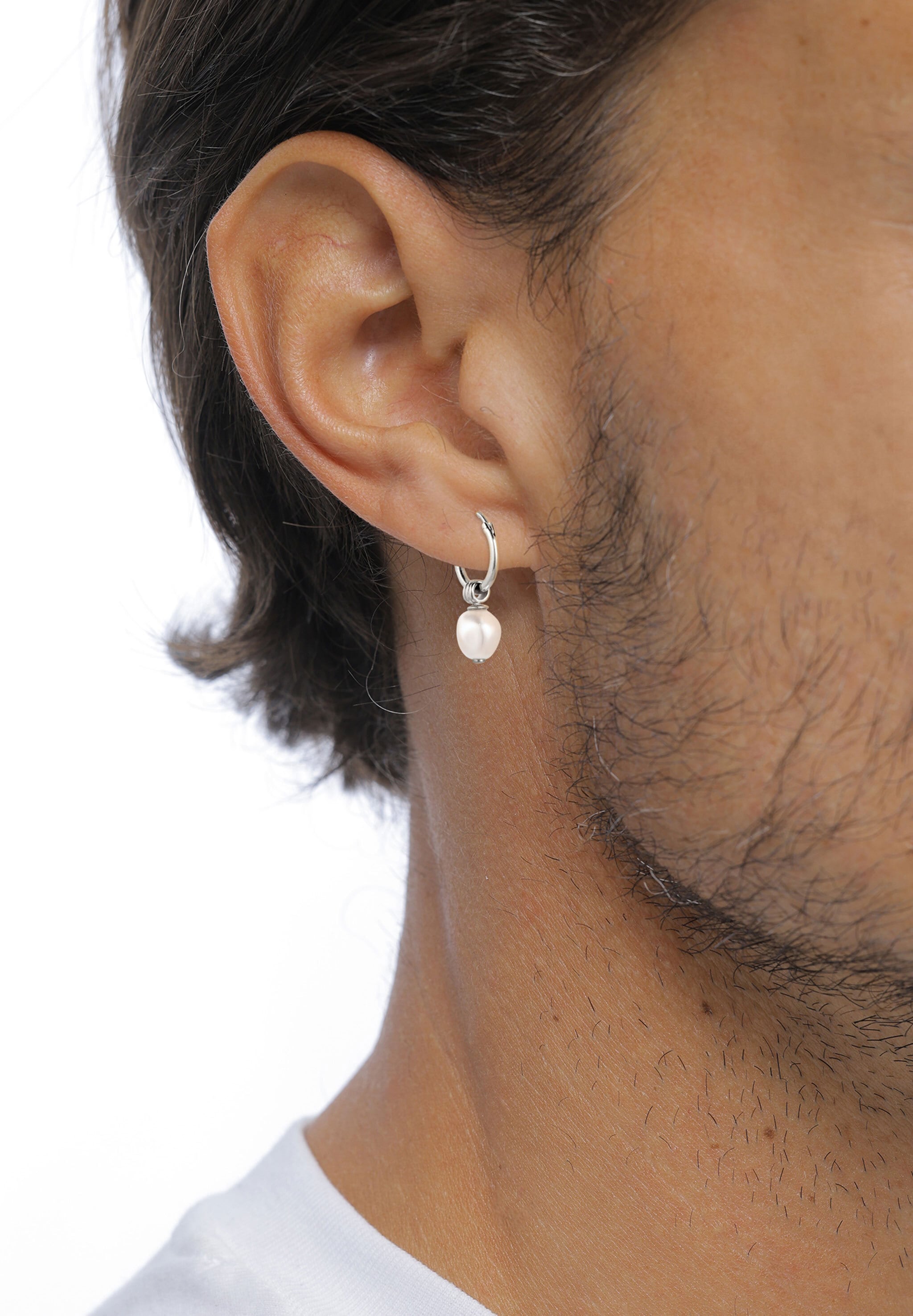Kuzzoi Paar Creolen »Ohrringe Creolen mit Perlen von Swarovski(R) Weiß 925 Sterling Silber«