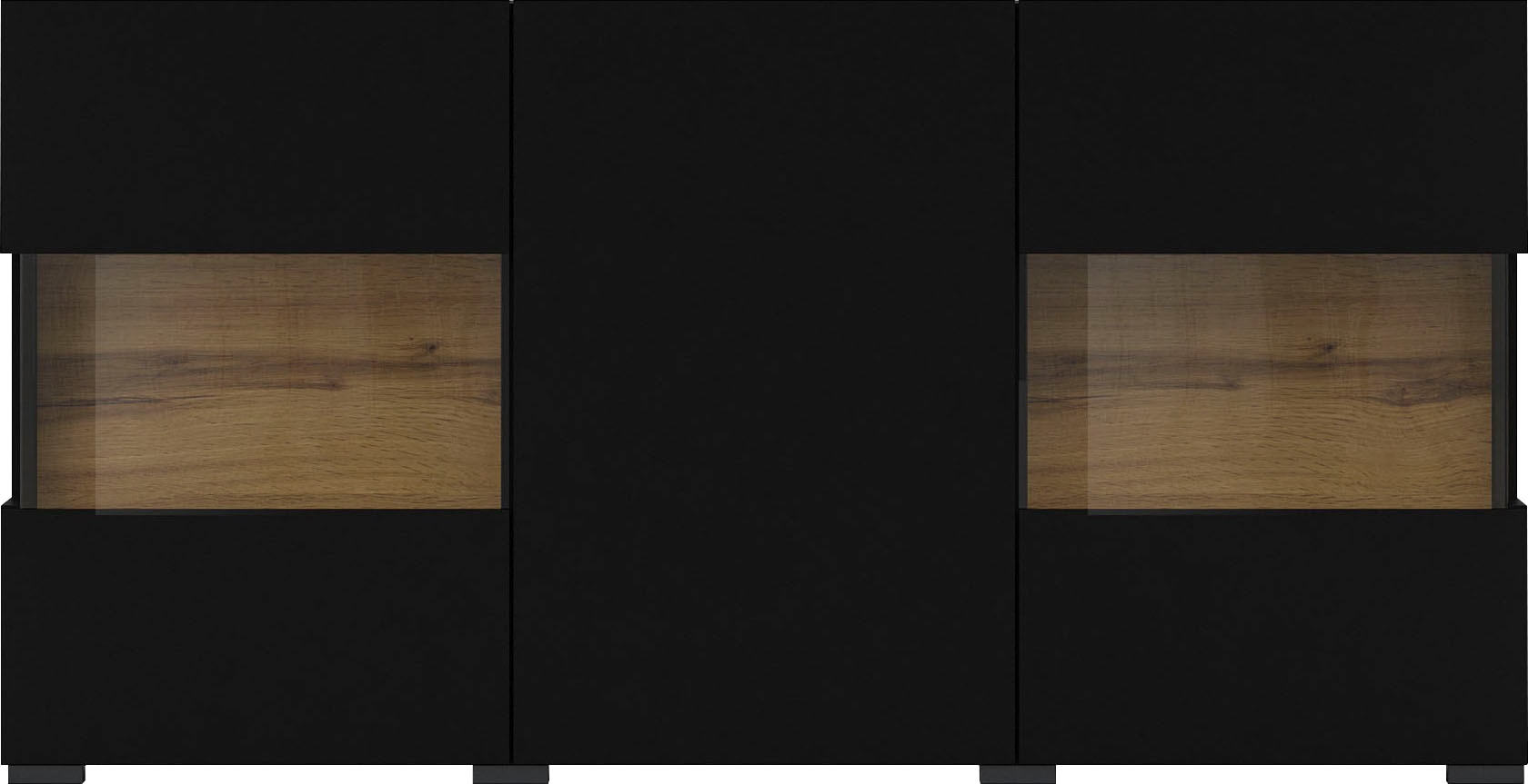 INOSIGN Sideboard »Ava, Breite 120 cm, hängend und stehend montierbar«, moderne grifflose Kommode, Anrichte, 3Türen, Eckverglasung