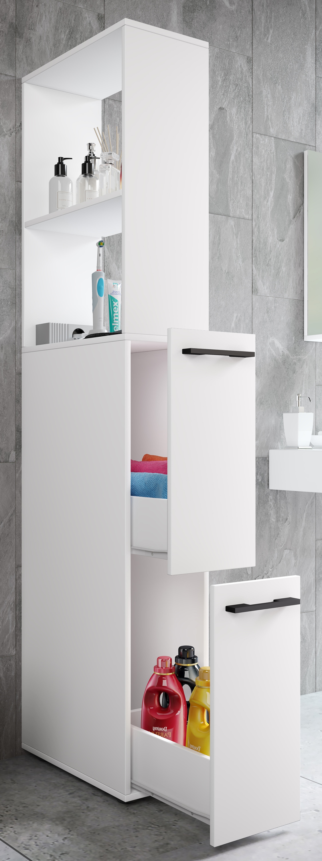 VCM Hochschrank »Holz Badmöbel Nischenschrank Schublade Sadilo XL«