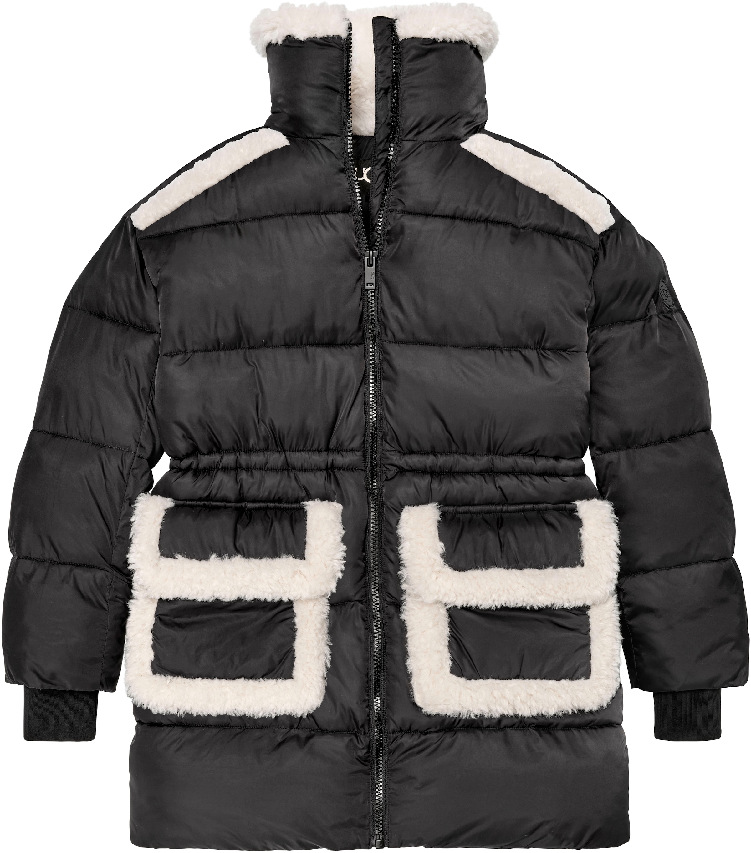 UGG Steppmantel »W AMAL PLUSHSEAM PUFFER COAT«, mit Plüschapplikationen