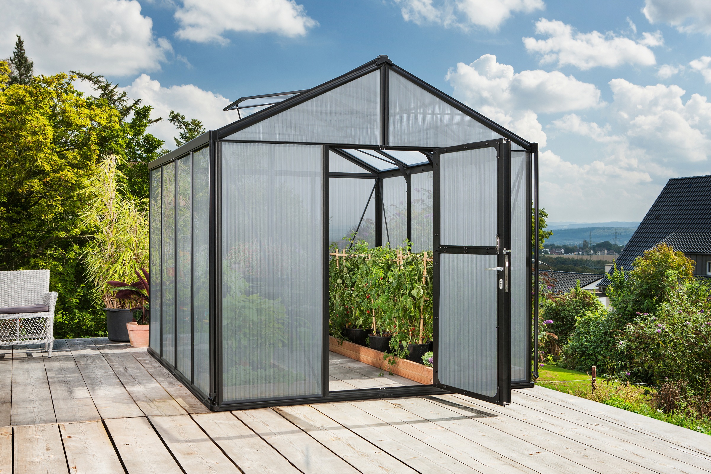 Vitavia Gewächshaus »Zeus 8100« in schwarz, Größe B/H/T: 266 cm x 324 cm