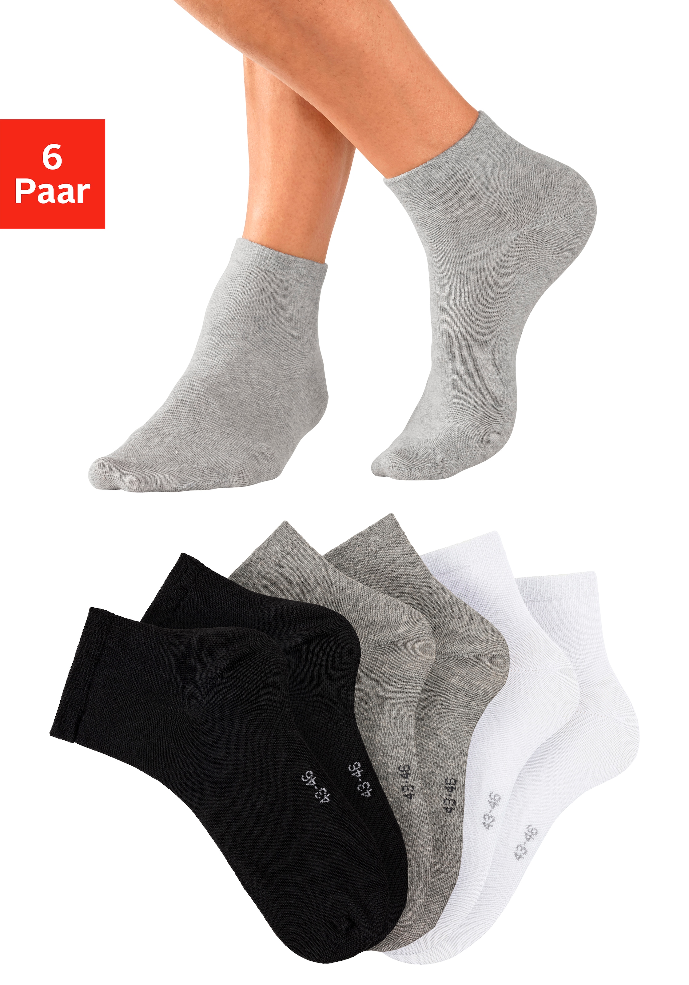 Bench. Herren Kurzsocken Packung in schwarz-weiß, Größe 39-42
