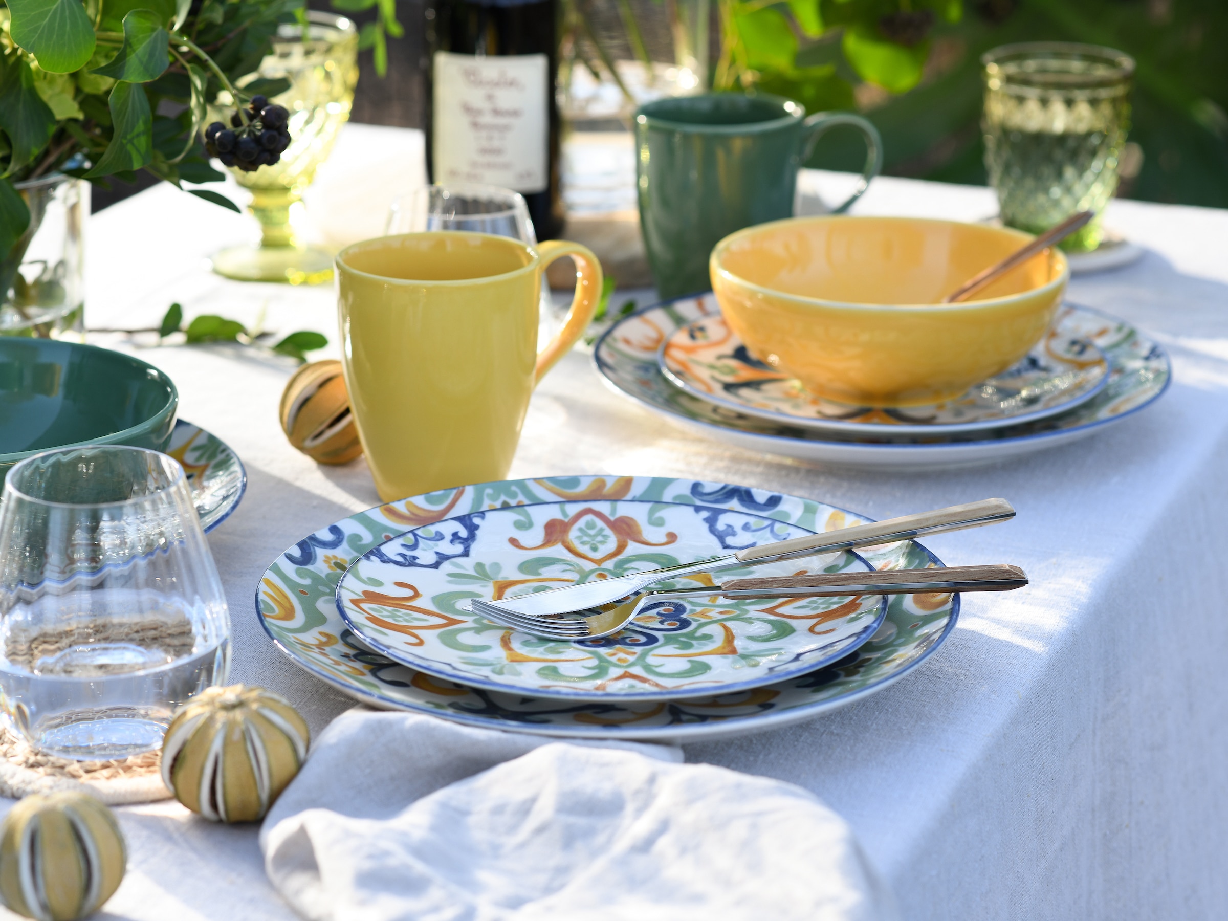 CreaTable Kombiservice »Giardini, Geschirr-Set, 16-tlg.« Mediterrane Leichtigkeit, Fliesen- und Keramikmotive