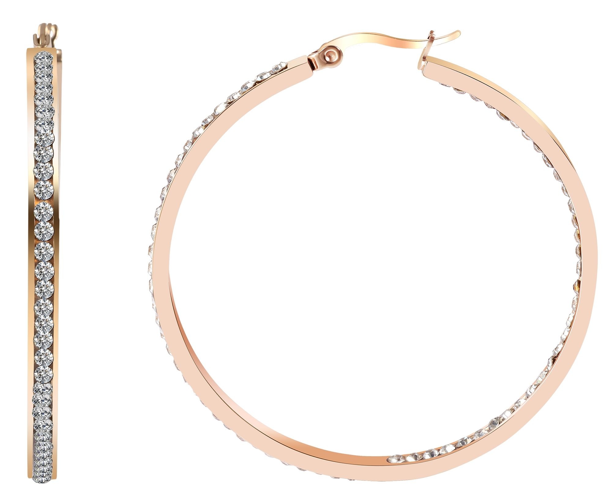 Adelia´s Paar Creolen »Damen Ohrringe ¿ Creole aus Edelstahl mit Strass Steinchen«