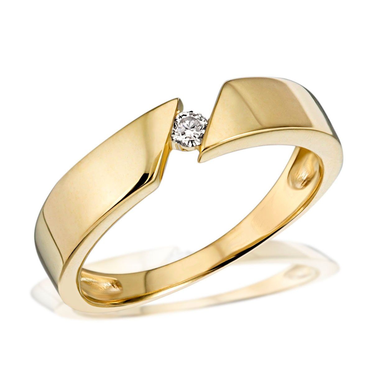 goldmaid Damenring Solitär 585/- Gelbgold 1 Brillant 0,07 ct.
