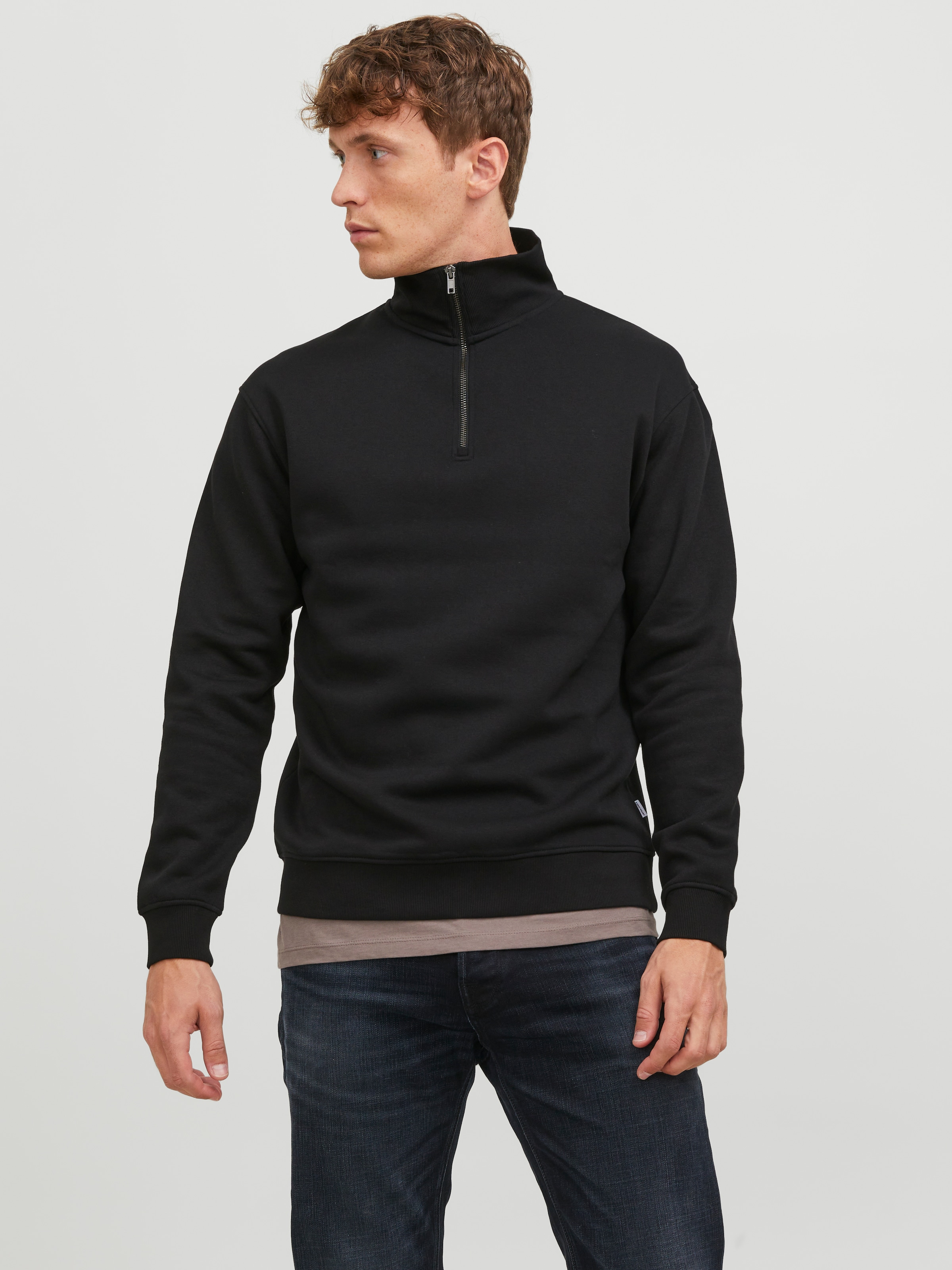 Jack & Jones Sweatshirt »JJEBRADLEY SWEAT HALF ZIP NOOS«, Materialmix, relaxed fit
