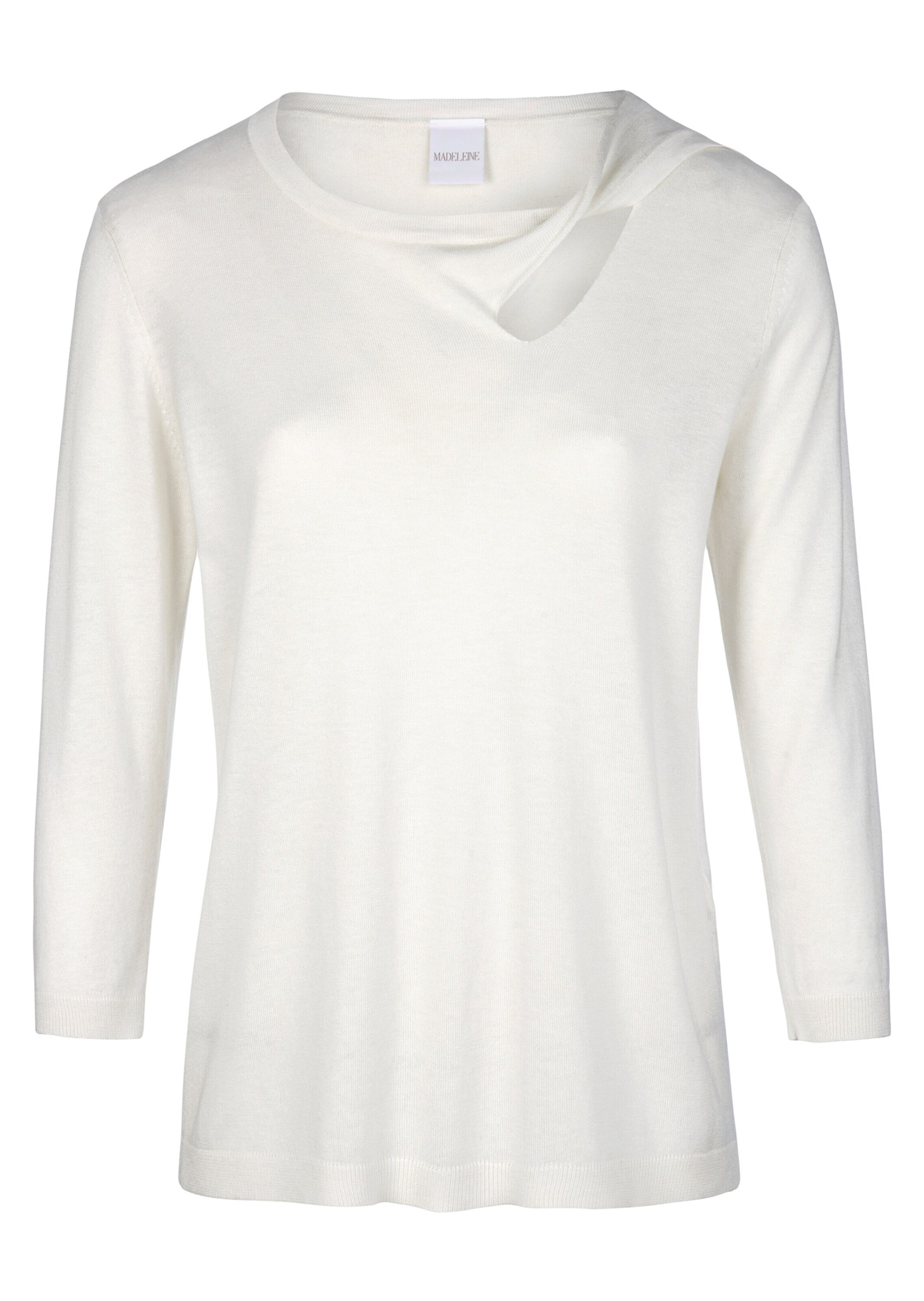 MADELEINE Longpullover »Pullover Feinstrick-Pullover mit 3/4-Ärmeln und Cut-out«