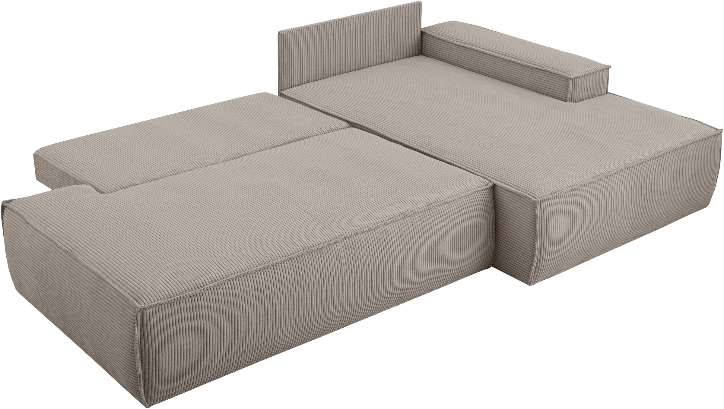 Home affaire Ecksofa »SHERWOOD, Schlafsofa in L-Form offen (275cm), Cord, Leinenoptik«, Schlaffunktion und Bettkasten, Kedernaht, hoher Sitz- & Liegekomfort