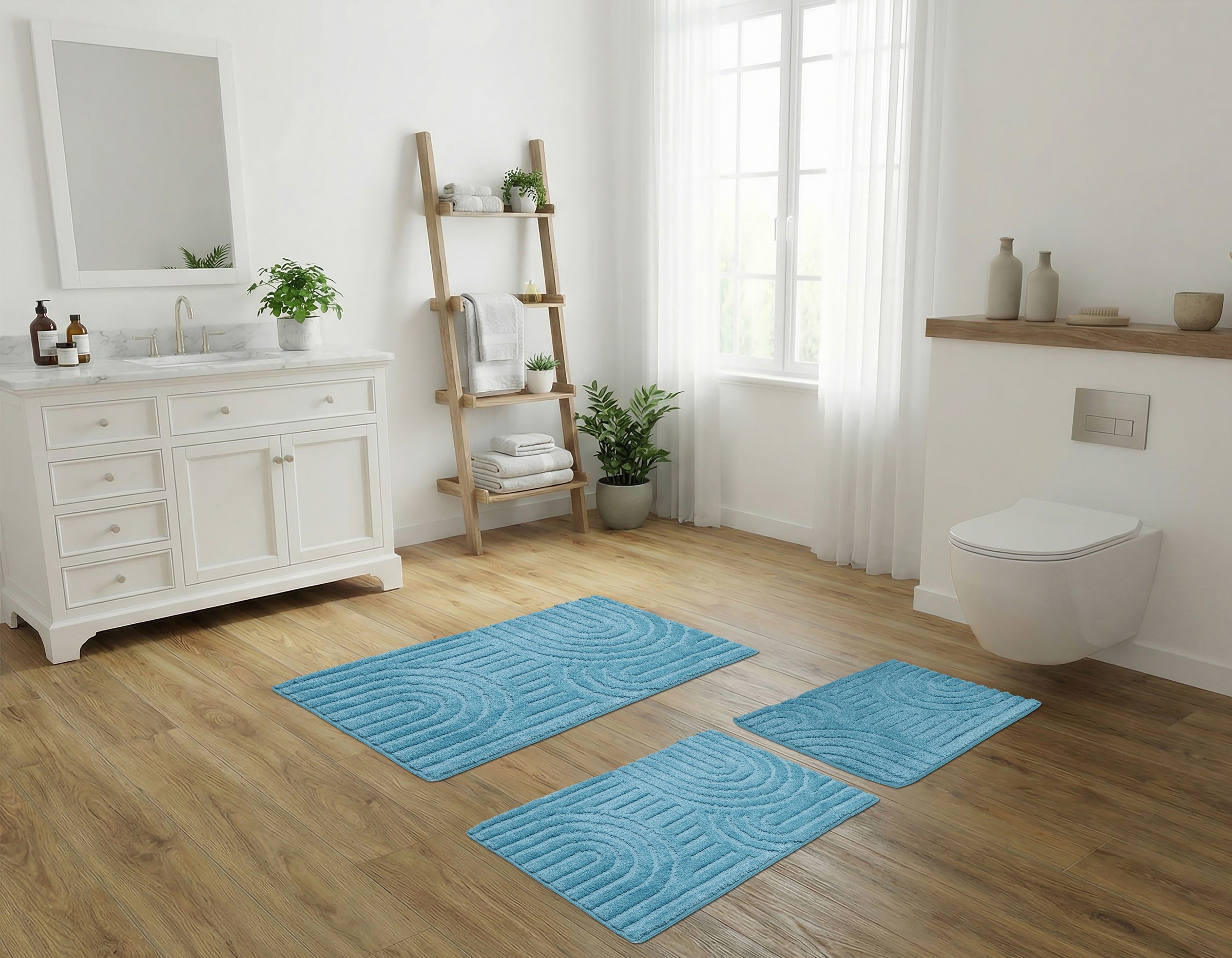 OTTO home Badematte »Zen, Badvorleger, Badezimmer Teppich, Duschvorleger« Höhe 10 mm rutschhemmend beschichtet fußbodenheizungsgeeignet | schnell trocknend Uni Farben, Hoch-Tief-Effekt, modernes Muster, Zen