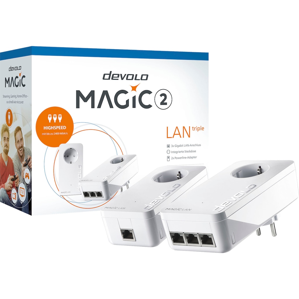 DEVOLO LAN-Router »Magic 2 LAN triple Starterkit (2400Mbit, 4x GbitLAN, Heimnetz)«