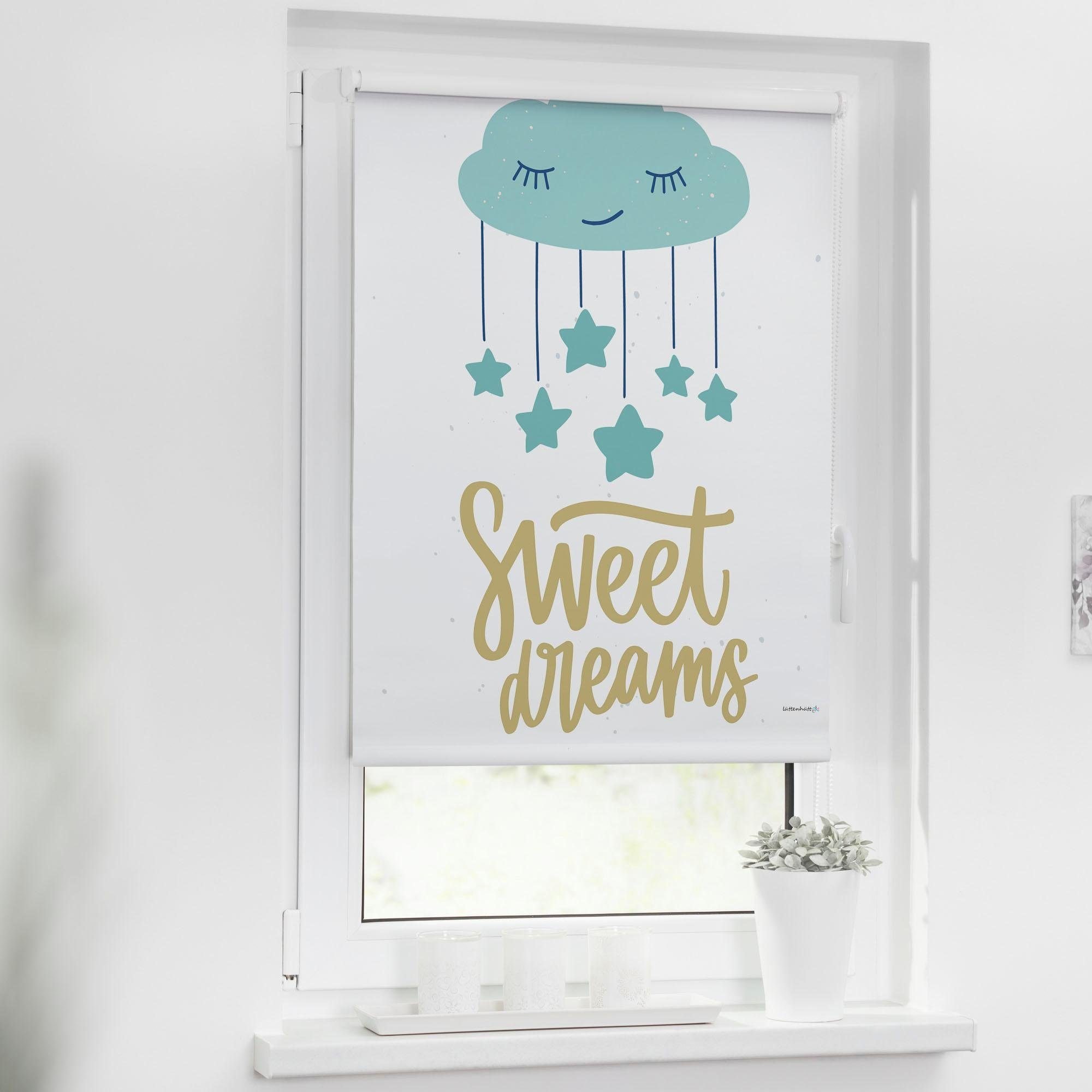 Lüttenhütt Seitenzugrollo »Sweet Dreams«, verdunkelnd, ohne Bohren, Kinderrollo im Fixmaß