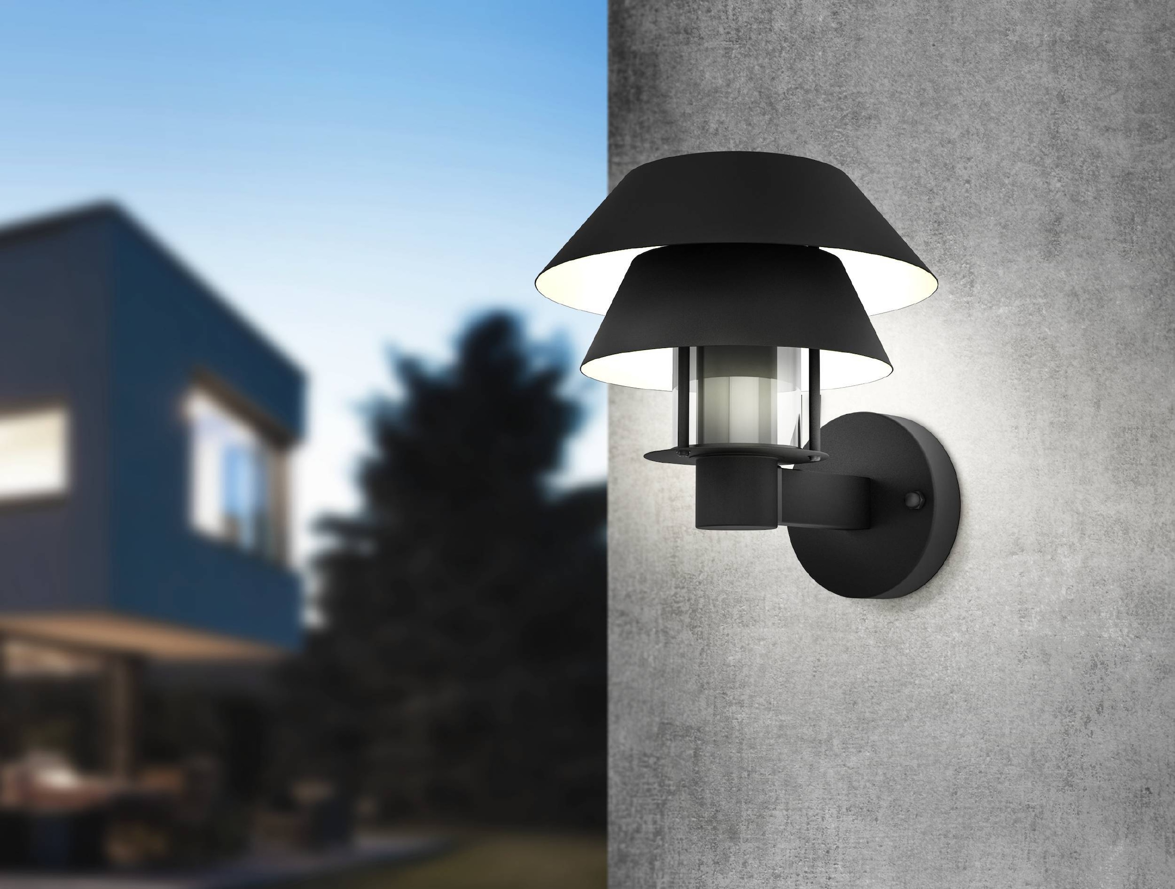 EGLO Wandleuchte »Chiappera Wandlampe, Außenbeleuchtung, Außenlampe, Metall, E27, IP44« E27 1 Stk. Wand-/Deckenleuchte - L22 x H22,5 x AL24,5 cm - schwarz, weiß