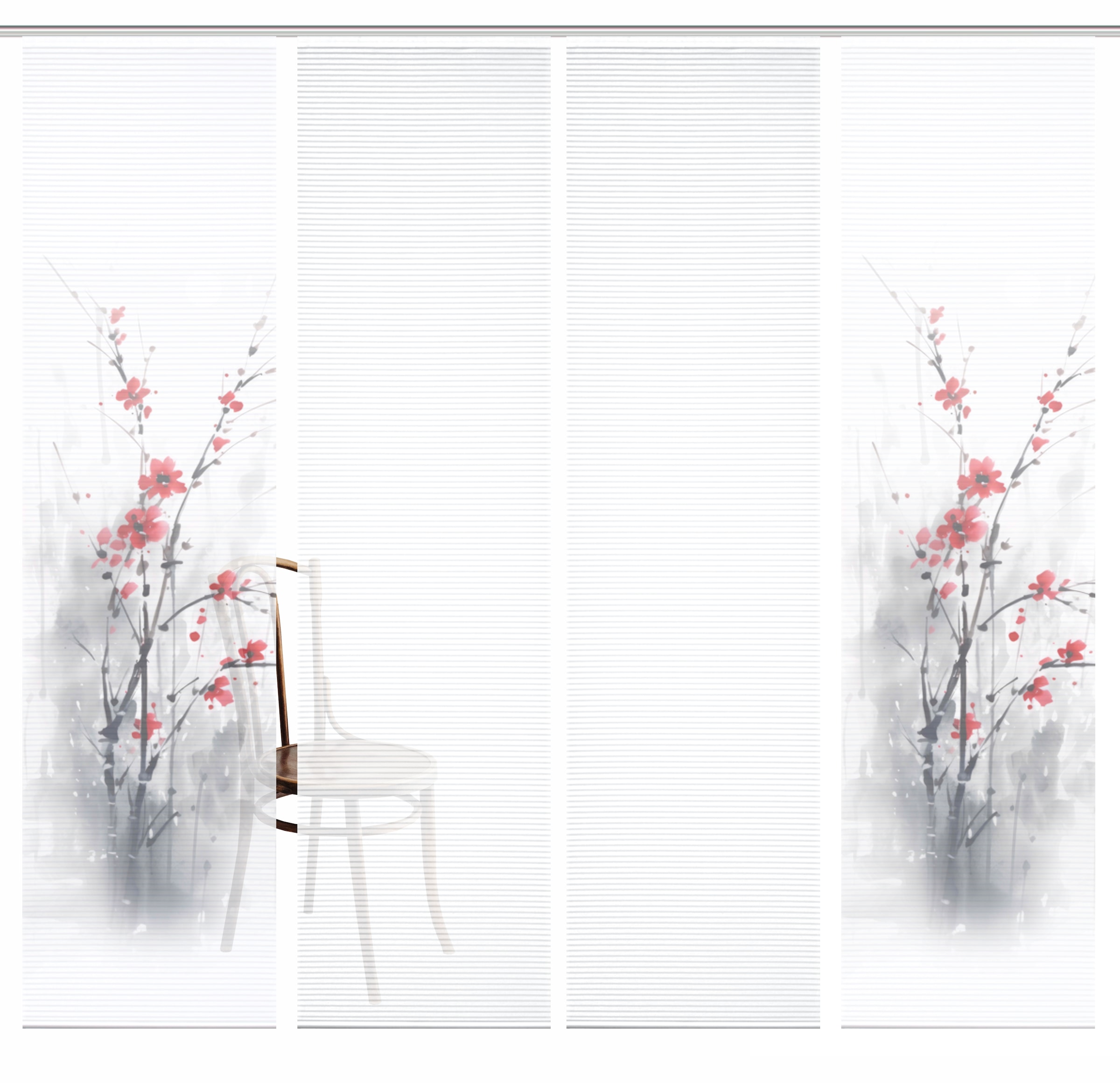 HOME in green Schiebegardine »BELMIRA« Paneelwagen 4 Stk. tlg. SET DIGITALDRUCK,BAMBUSOPTIK RECYCELT