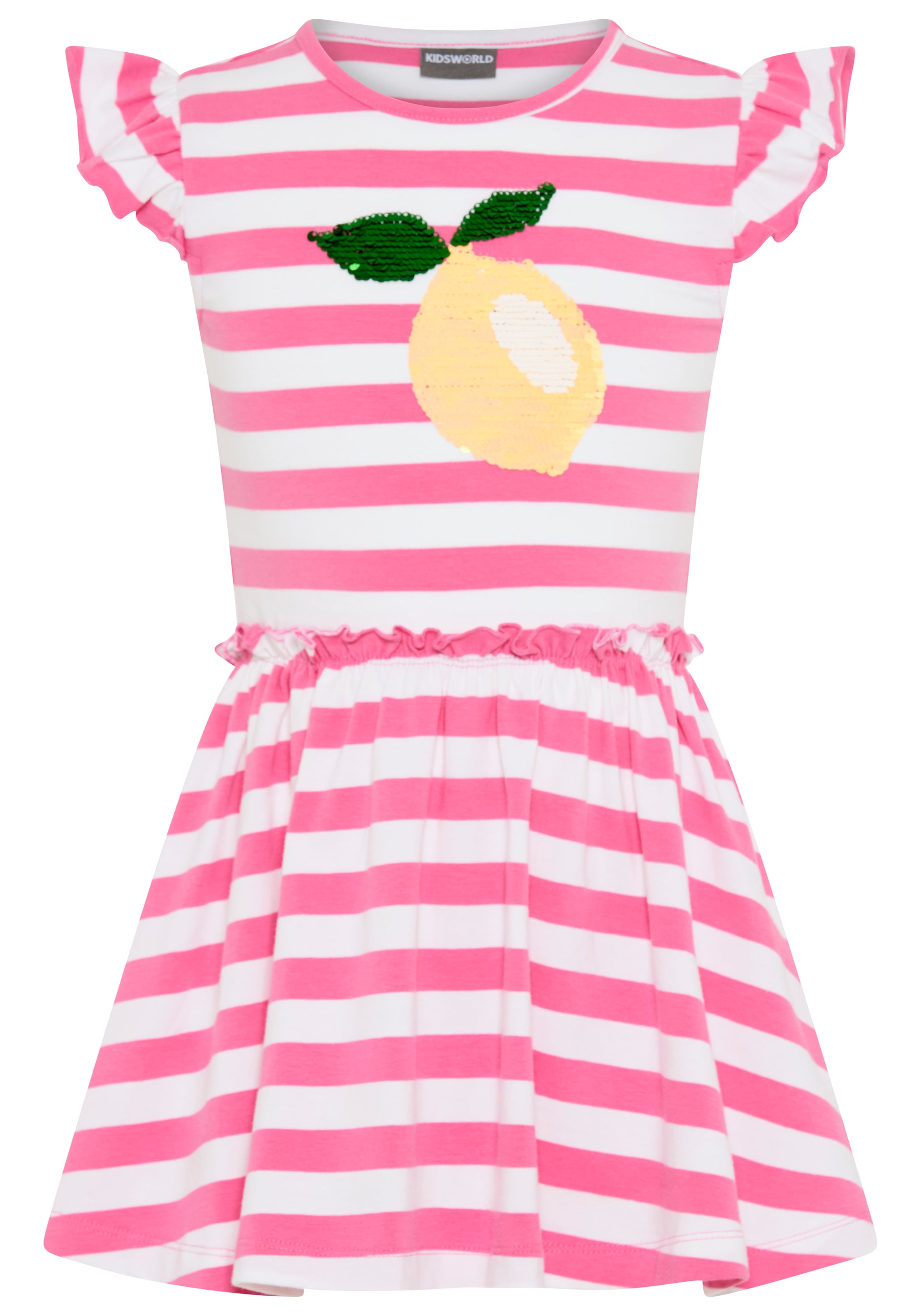 KIDSWORLD Jerseykleid »mit Pailletten für kleine Mädchen - Kirschen oder Zitronen Motiv« festlich,  kniefrei,  verspielt,  aus Baumwollmischung