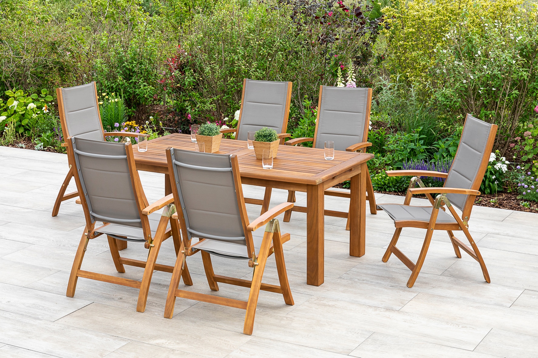 MERXX Garten-Essgruppe »Acapulco«, (7 tlg.), 6 Stühle mit ausziehbarem Tisch