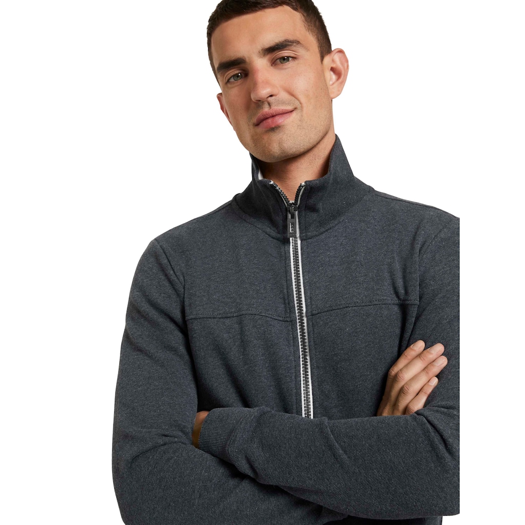 TOM TAILOR Sweatjacke, mit halswärmendem Stehkragen