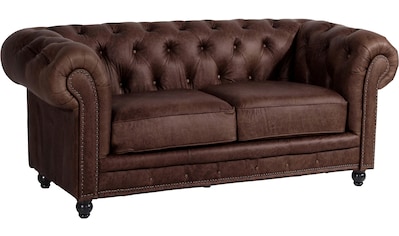 Chesterfield-Sofa »Old England«, 2-Sitzer Ledersofa mit Knopfheftung & Ziernägeln,...