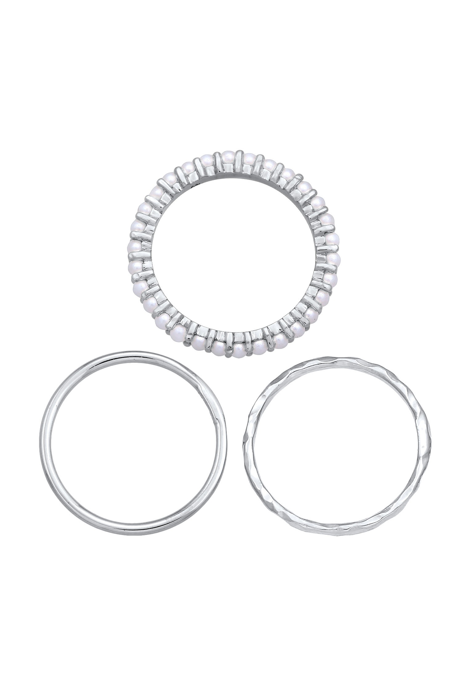 Elli Ring-Set »Ring Stapelring Perlen 3er Set 925 Silber«