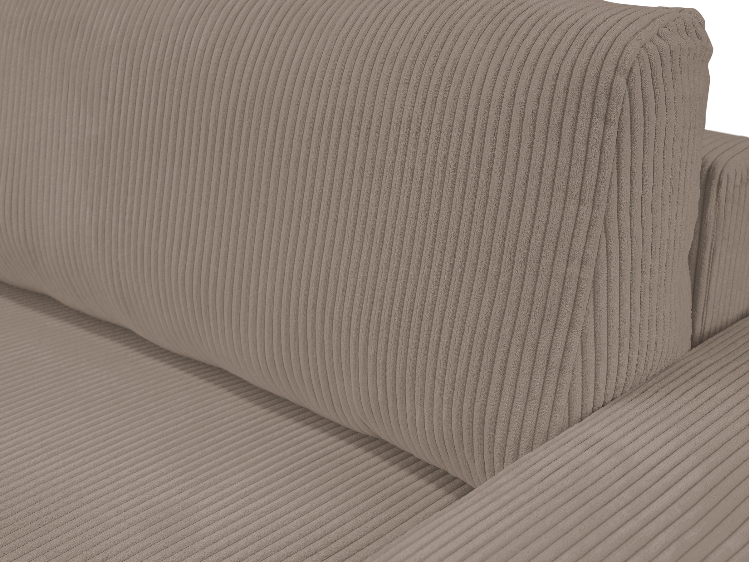 WERK2 Ecksofa »Rotterdam-L, kuschelweicher Cord oder Breitcord, L-Form, Breite 267 cm«, Design Ecksofa mit Schlaffunktion & Bettkasten, Cord, Hellgrau/Beige