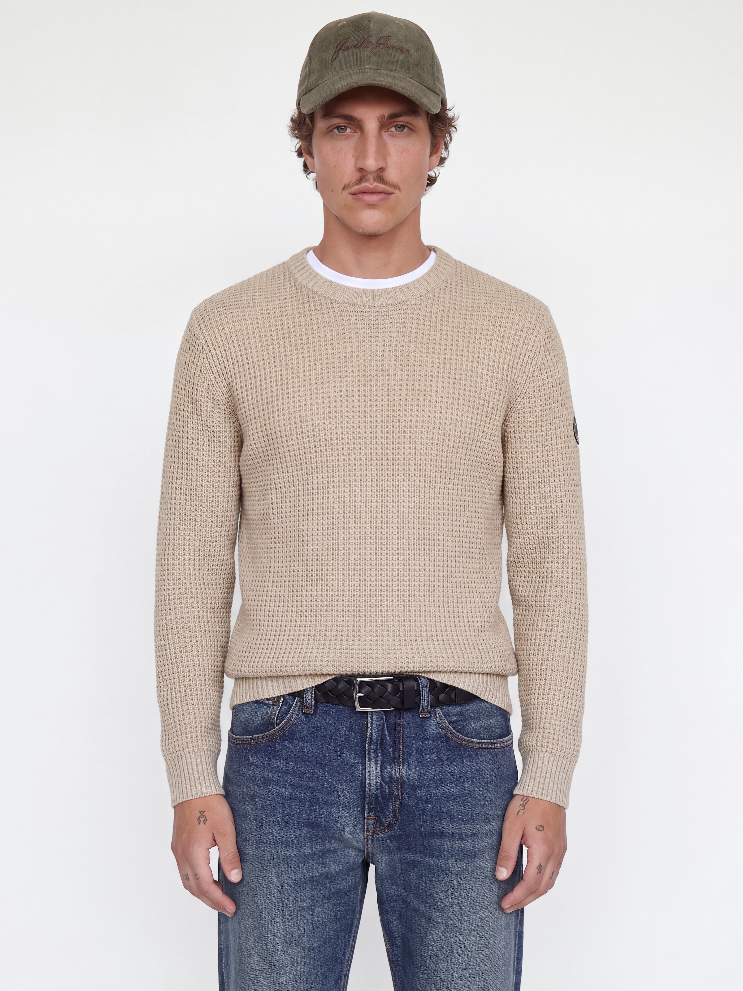 Jack & Jones Rundhalspullover »JJLUKE KNIT CREW NECK AW26« Materialmix, regular fit