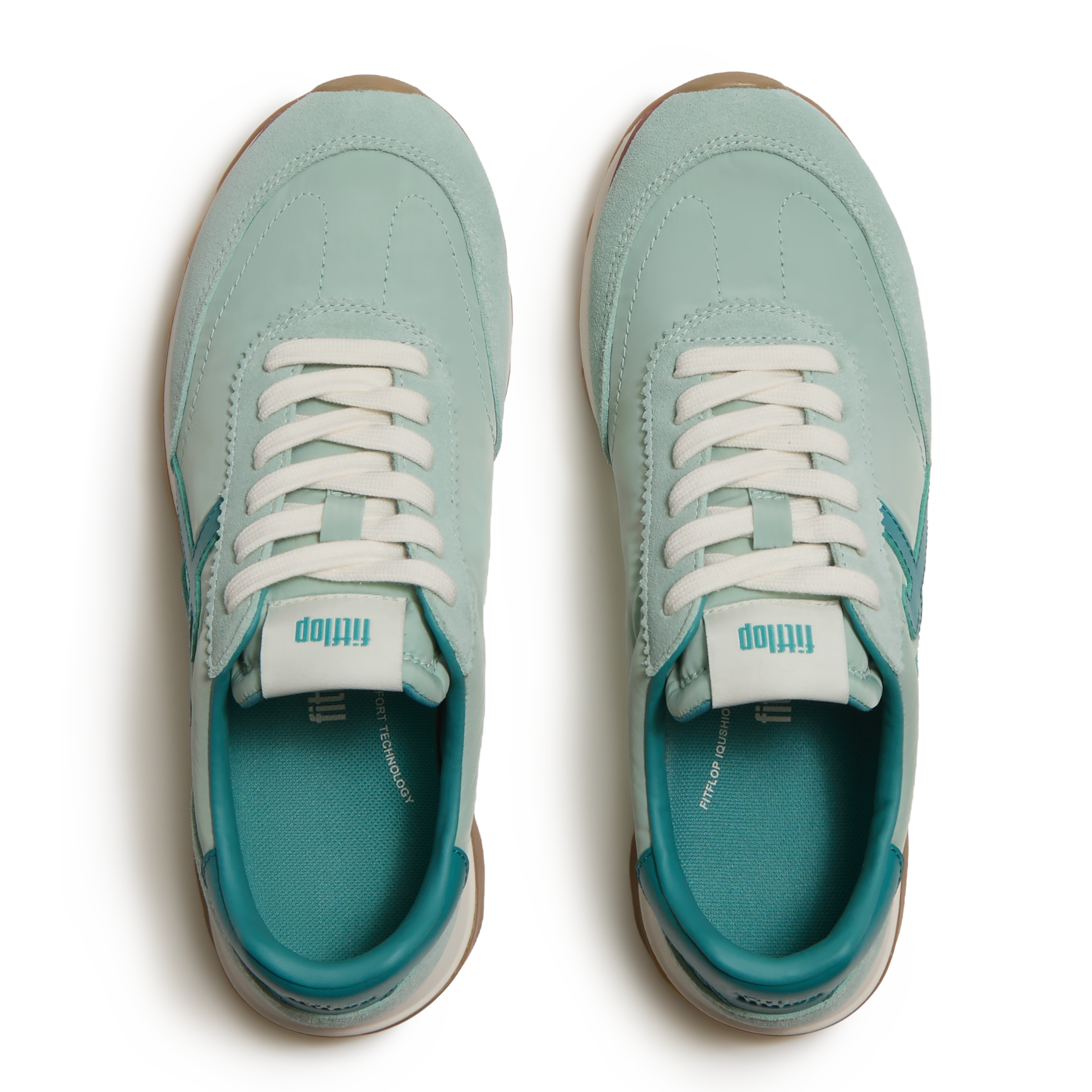 Fitflop Keilsneaker »RETRO-Q FF FABRIC/SUEDE SNEAKERS«  Schnürschuh, Freizeitschuh, Halbschuh mit Kontrastbesatz