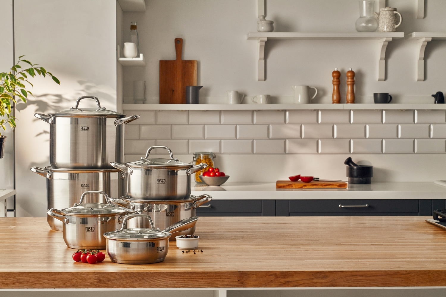 RESTO Kitchenware Kochtopf »Libra, Universaltopf energiesparend und spülmaschinenfest« 2 Stk. tlg. Edelstahl 18/10