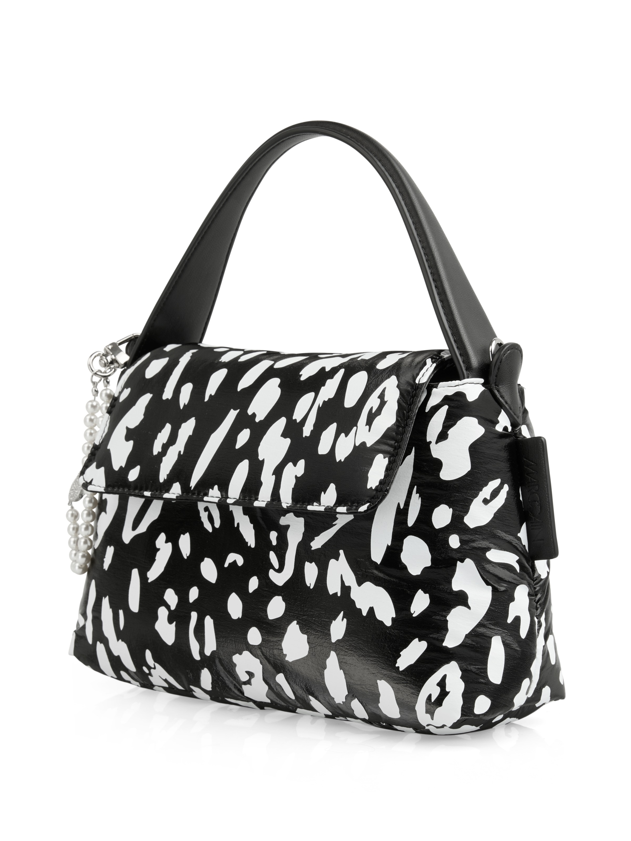Marc Cain Schultertasche Damen Umhängetasche, Handtasche mit Zierkette und Anhänge