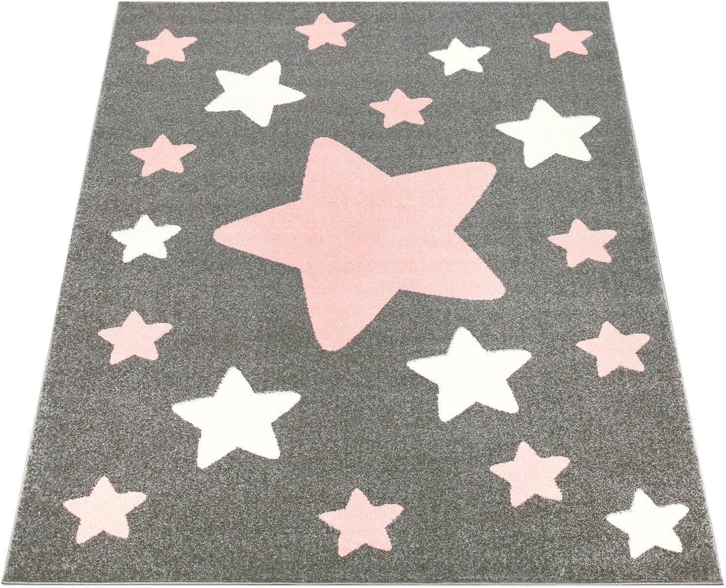 Paco Home Kinderteppich »Capri 330«, rechteckig, 14 mm Höhe, Kinder Design, Stern Motiv in Pastell-Farben