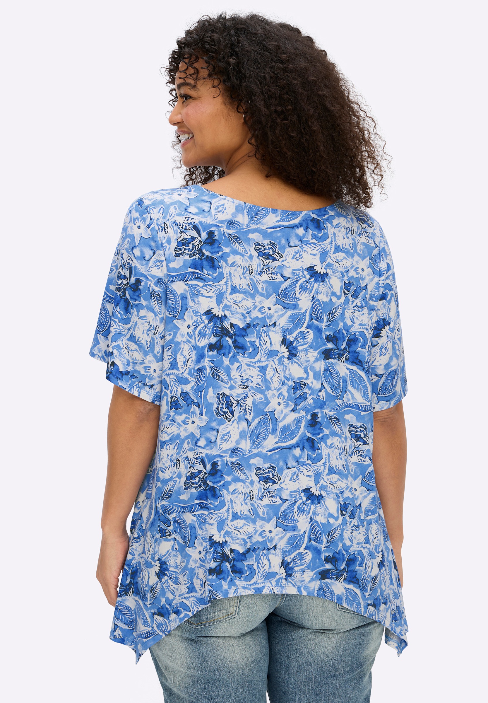 sheego by Joe Browns Zipfelshirt »T-Shirt Zipfelshirt mit floralem Print«