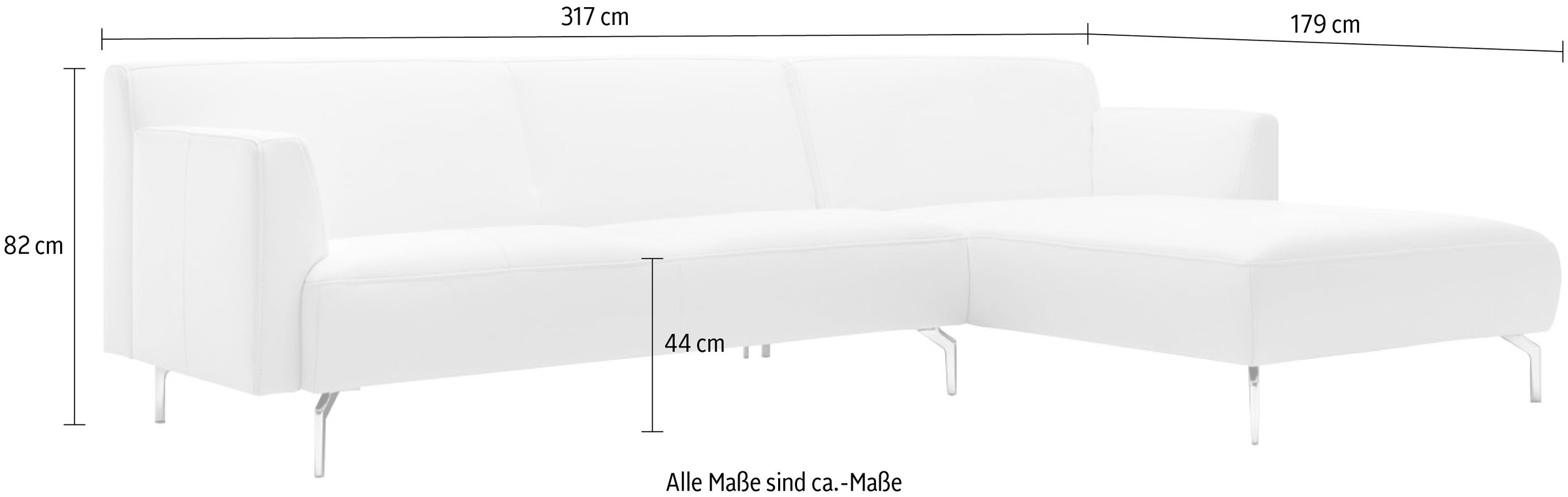 Creation BY ROLF BENZ Ecksofa »CR.446«, in minimalistischer, schwereloser Optik, Breite 317 cm