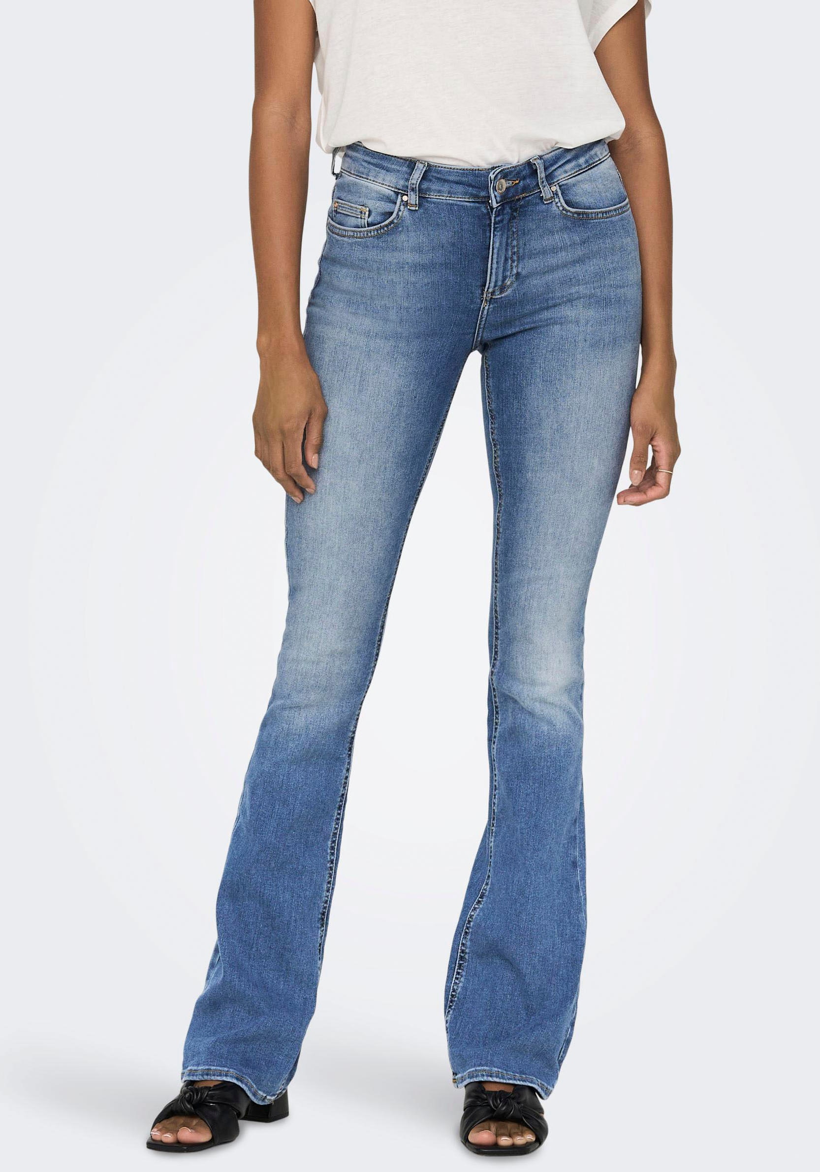 ONLY Bootcut-Jeans »ONLBLUSH LIFE MID FLARED DNM TAI467 NOOS« bei OTTO