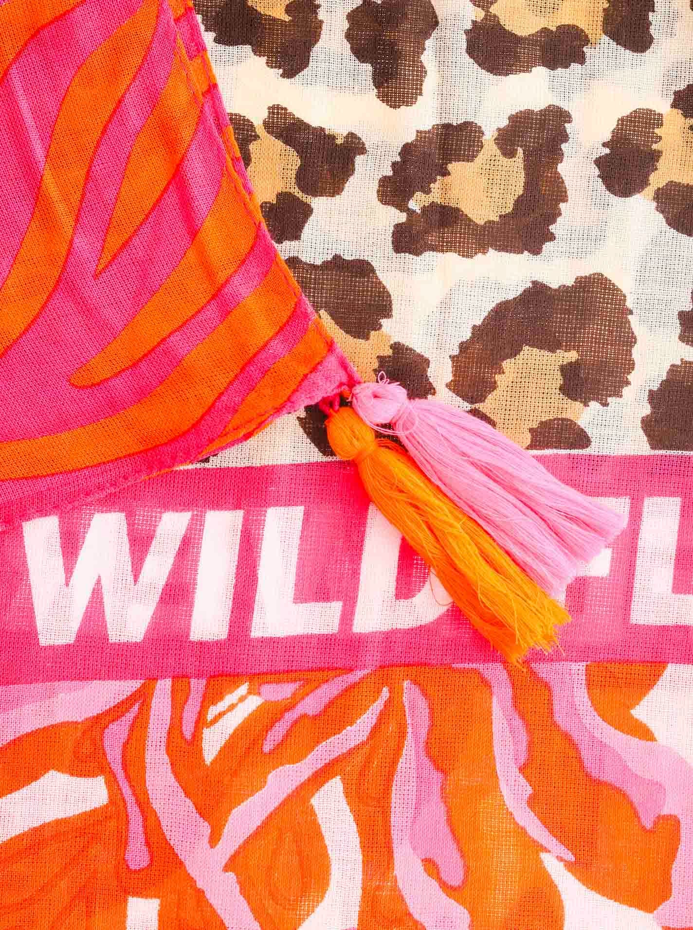 Zwillingsherz Modetuch mit Allover-Print, Tasseln und kleiner Fransenkante