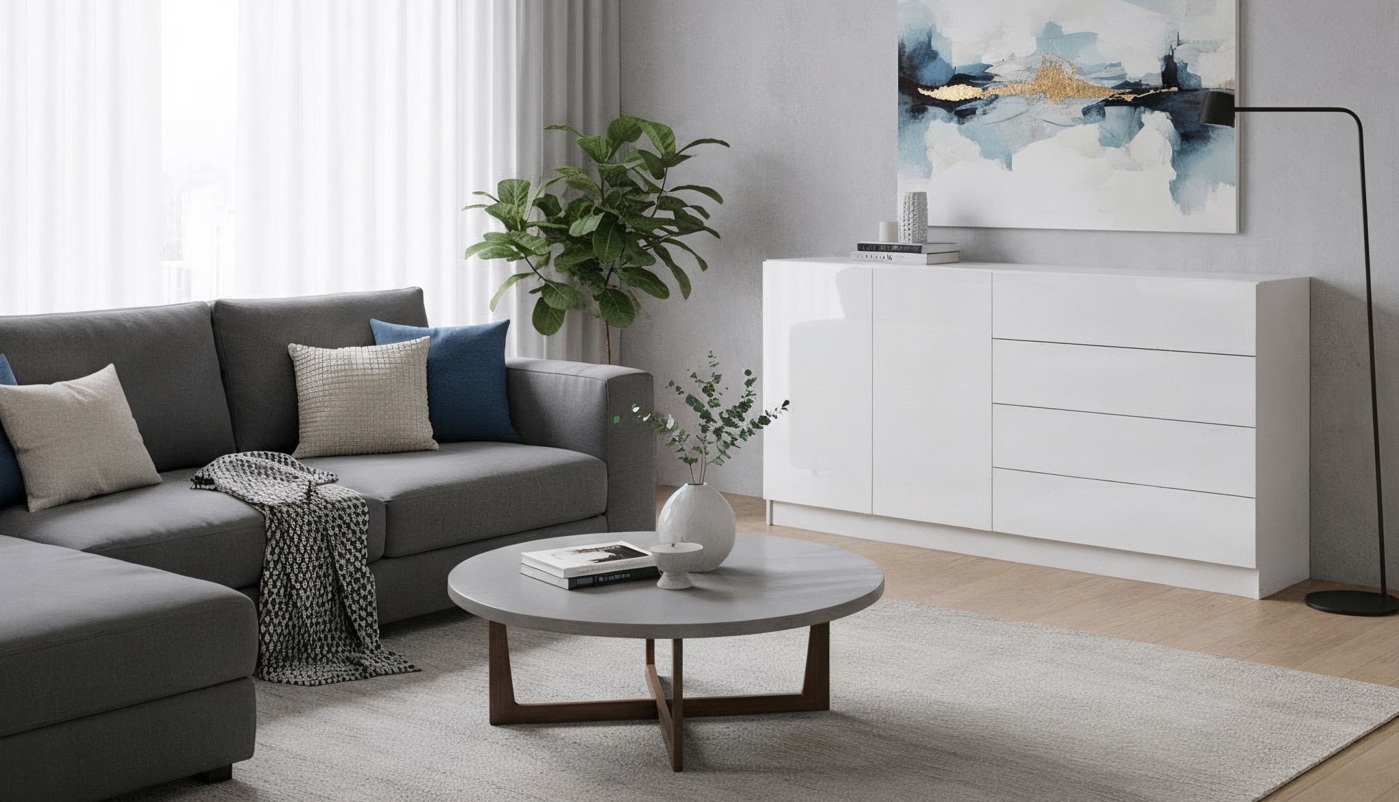 borchardt Möbel Sideboard »Vaasa, Kommode mit 2 Türen und 4 Schubkästen auf Kugelführungen«