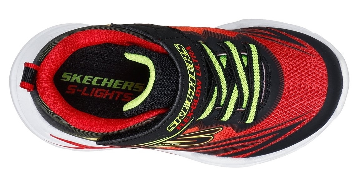 Skechers Lauflernschuh »FLEX-GLOW ULTRA LIGHTS«, Blink,-Klettschuh zum Schlüpfen, Neon, Größenschablone zum Download