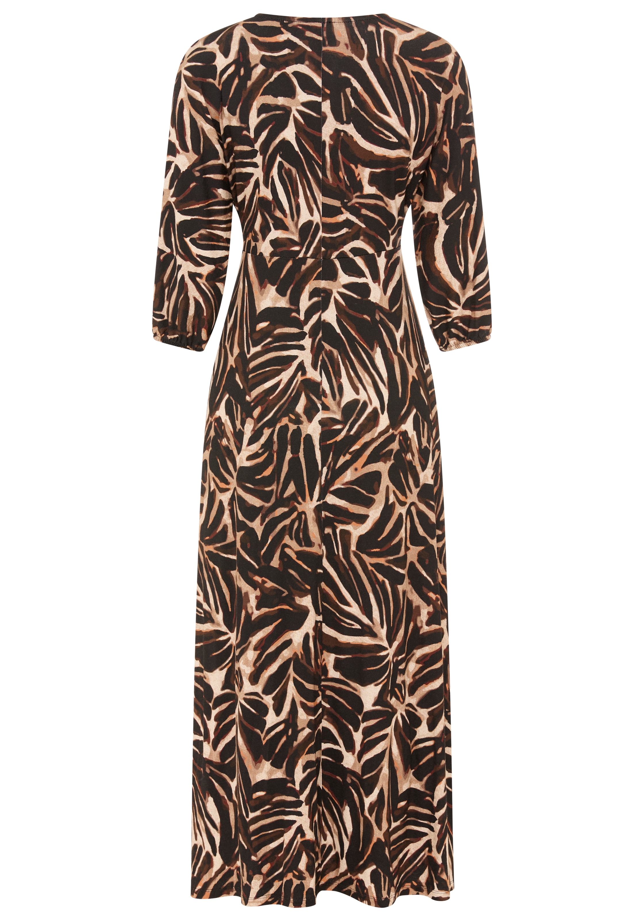 Laura Scott Maxikleid mit Zierknopfleiste und Alloverprint in angesagten Naturtönen