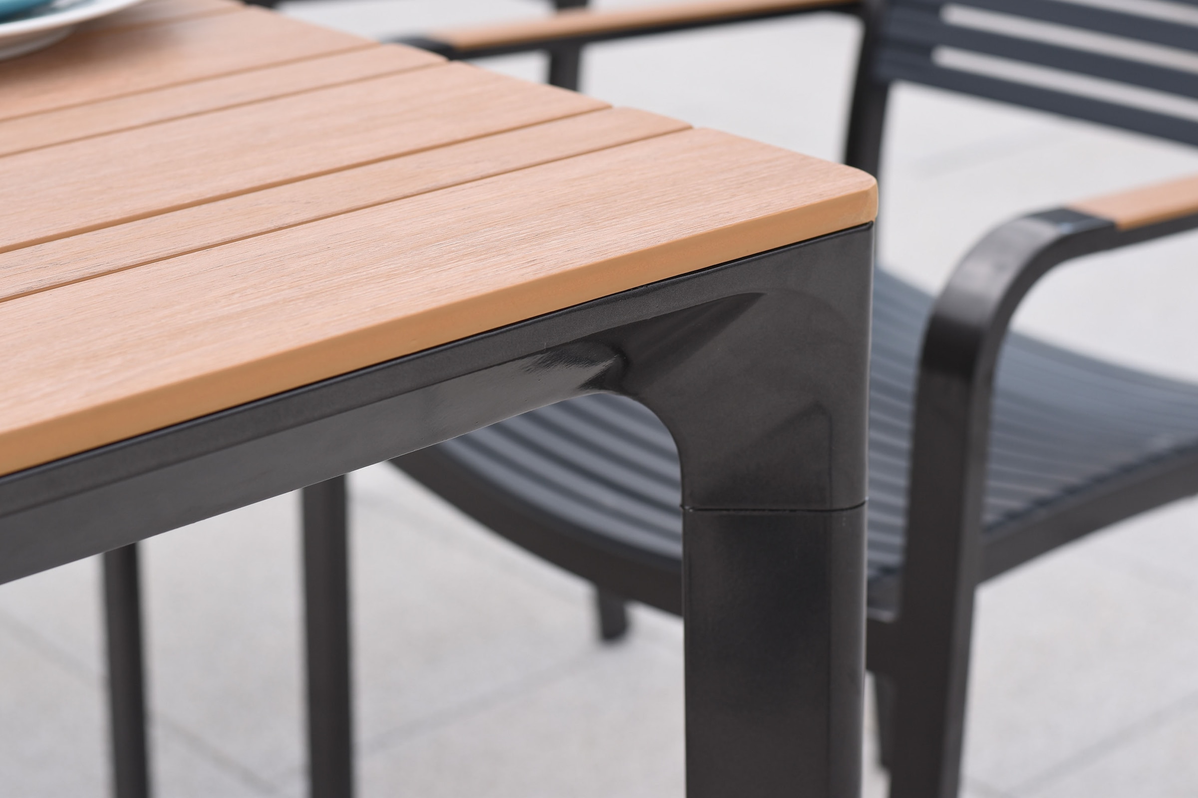 MERXX Garten-Essgruppe »»Paliano«« Set, 7 Stk. tlg. Applikationen, Armlehnen und Tischplatte aus Kunststoff in Holzoptik