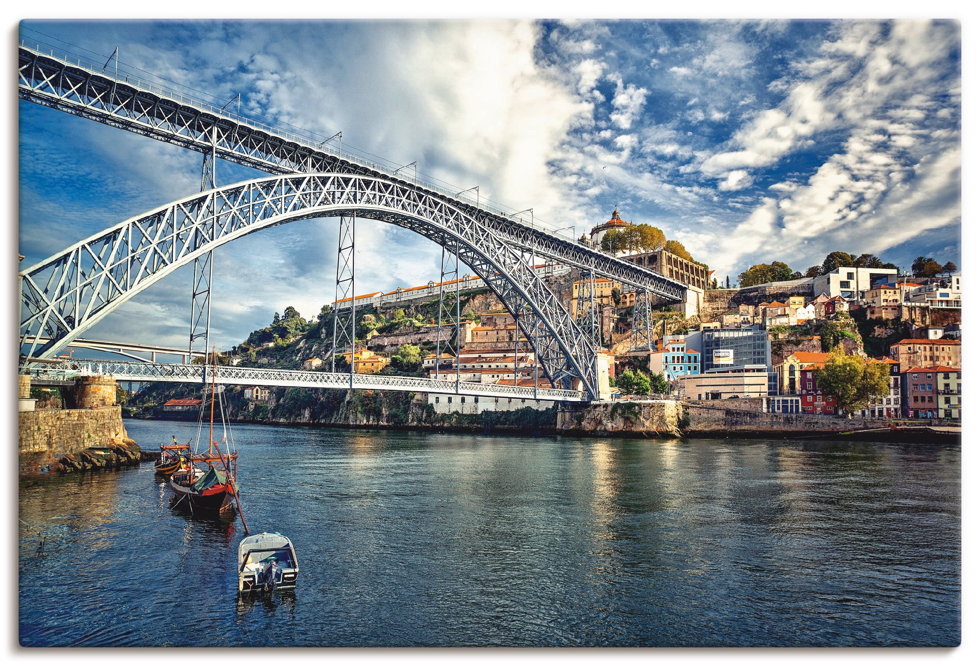 Artland Leinwandbild »Panorama Porto mit Eiffel Brücke«, Brücken, (1 St.), auf Keilrahmen gespannt