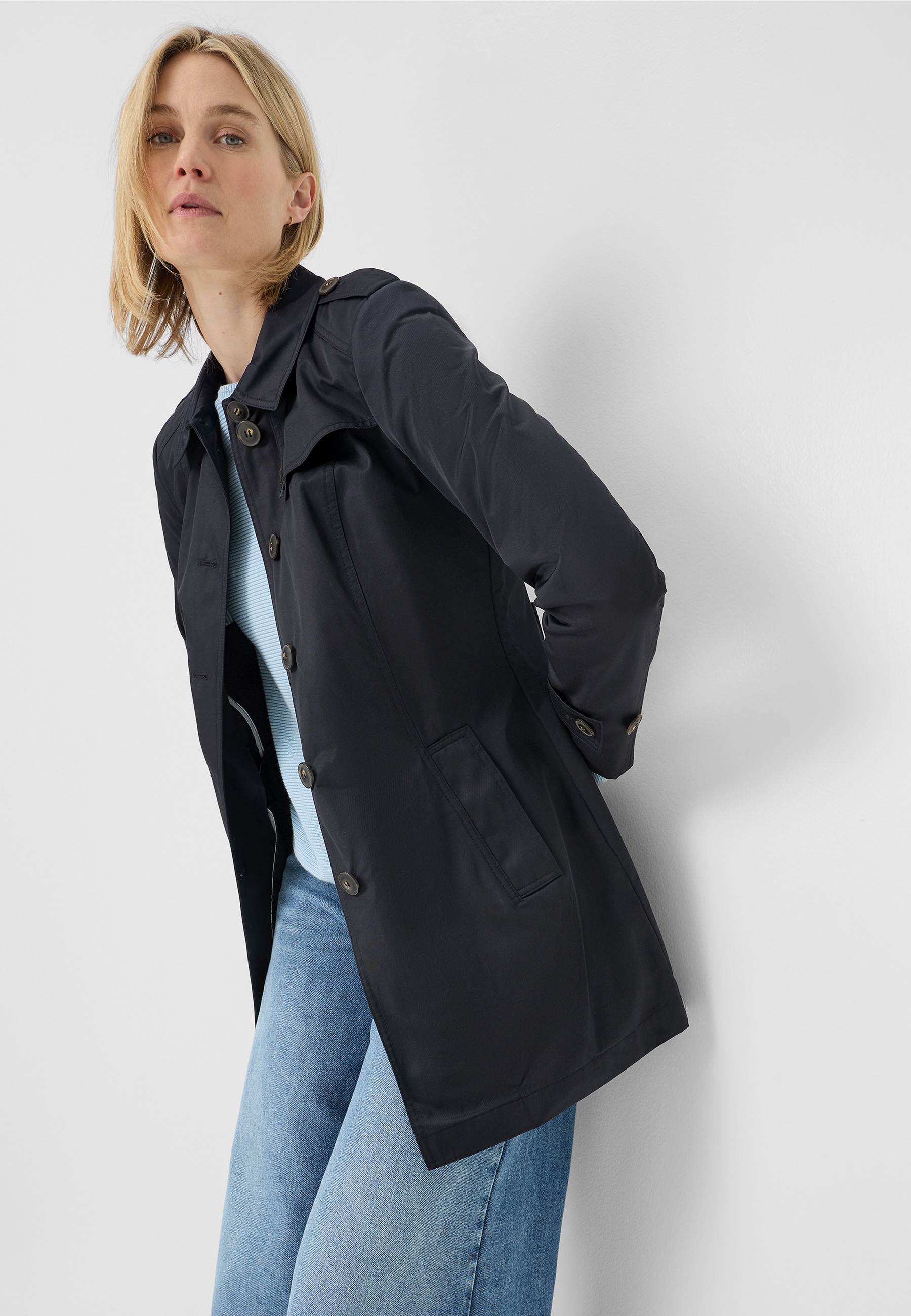 Fuchs Schmitt Kurzmantel Lightweight Cotton, Regular Fit, Schulterklappen