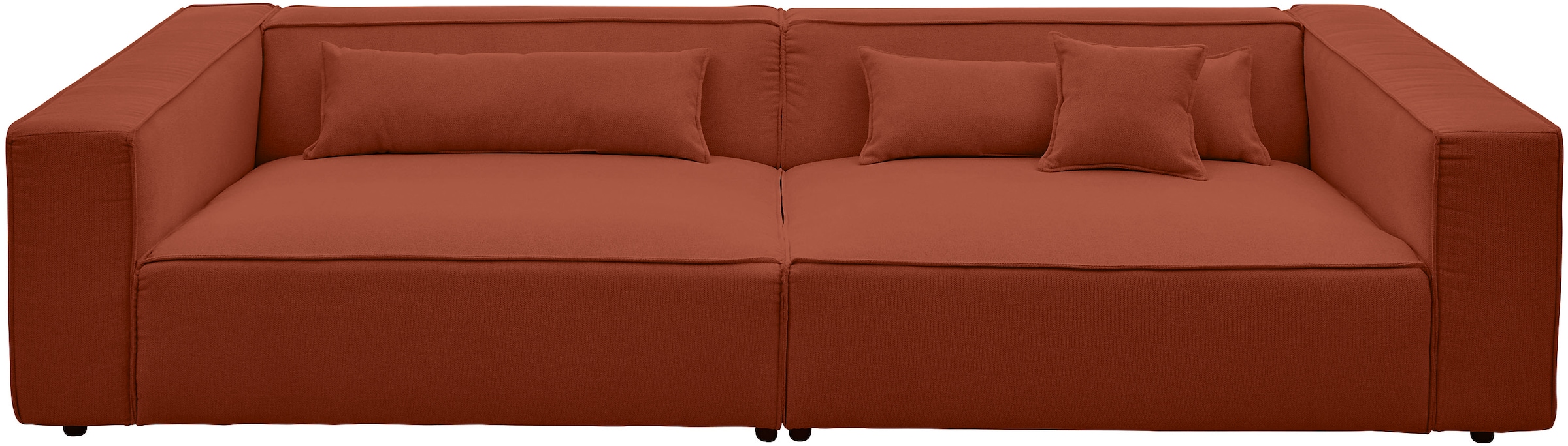 LeGer Home by Lena Gercke 3-Sitzer »PIARA XXL Struktur, Sofa mit Kedernaht« schwarze Füße, bequemer Sitzkomfort, extra tiefe Sitzfläche