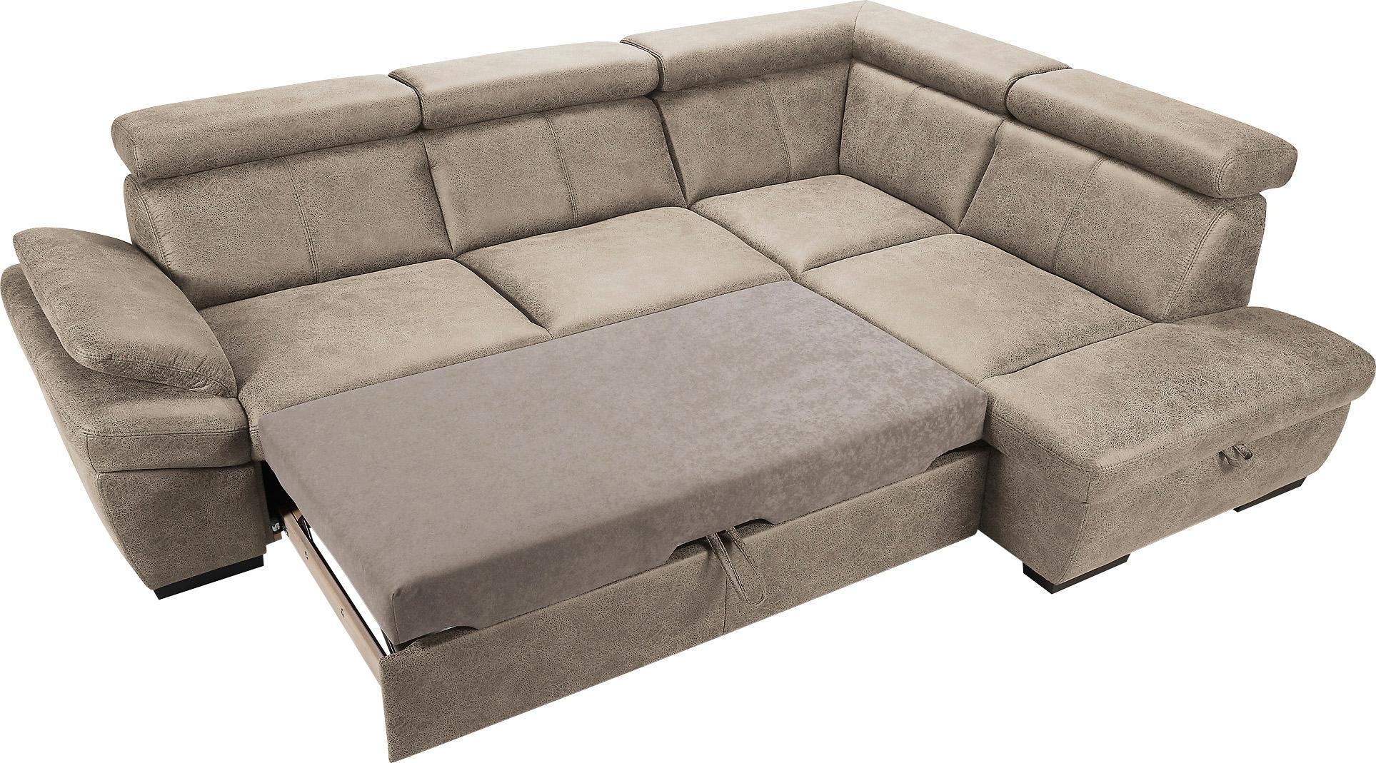 exxpo - sofa fashion Ecksofa »Salerno, L-Form«, inkl. Kopf- und Armteilverstellung, wahlweise mit Bettfunktion