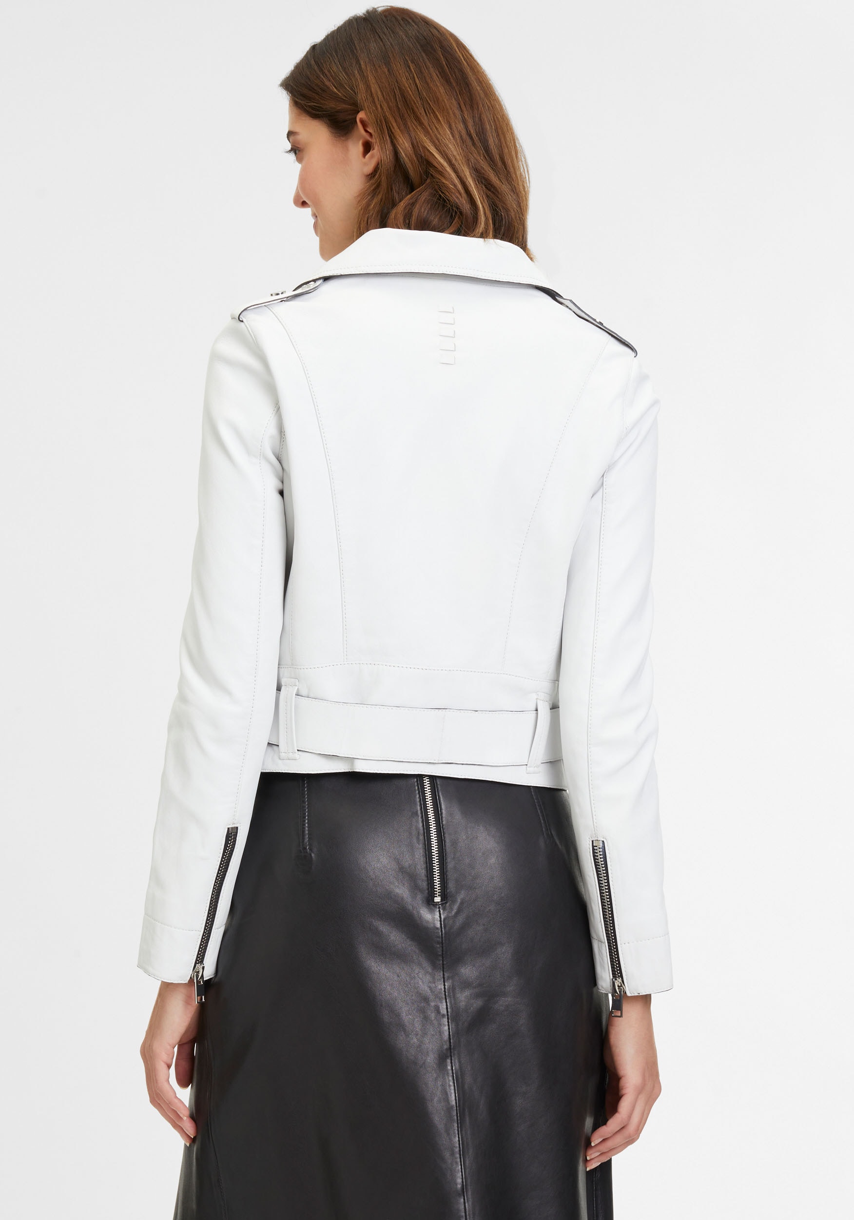 Mauritius Lederjacke »G2WCelin SF«, mit asymetrischem Reißverschluss, Gürtel, Zipper-Details